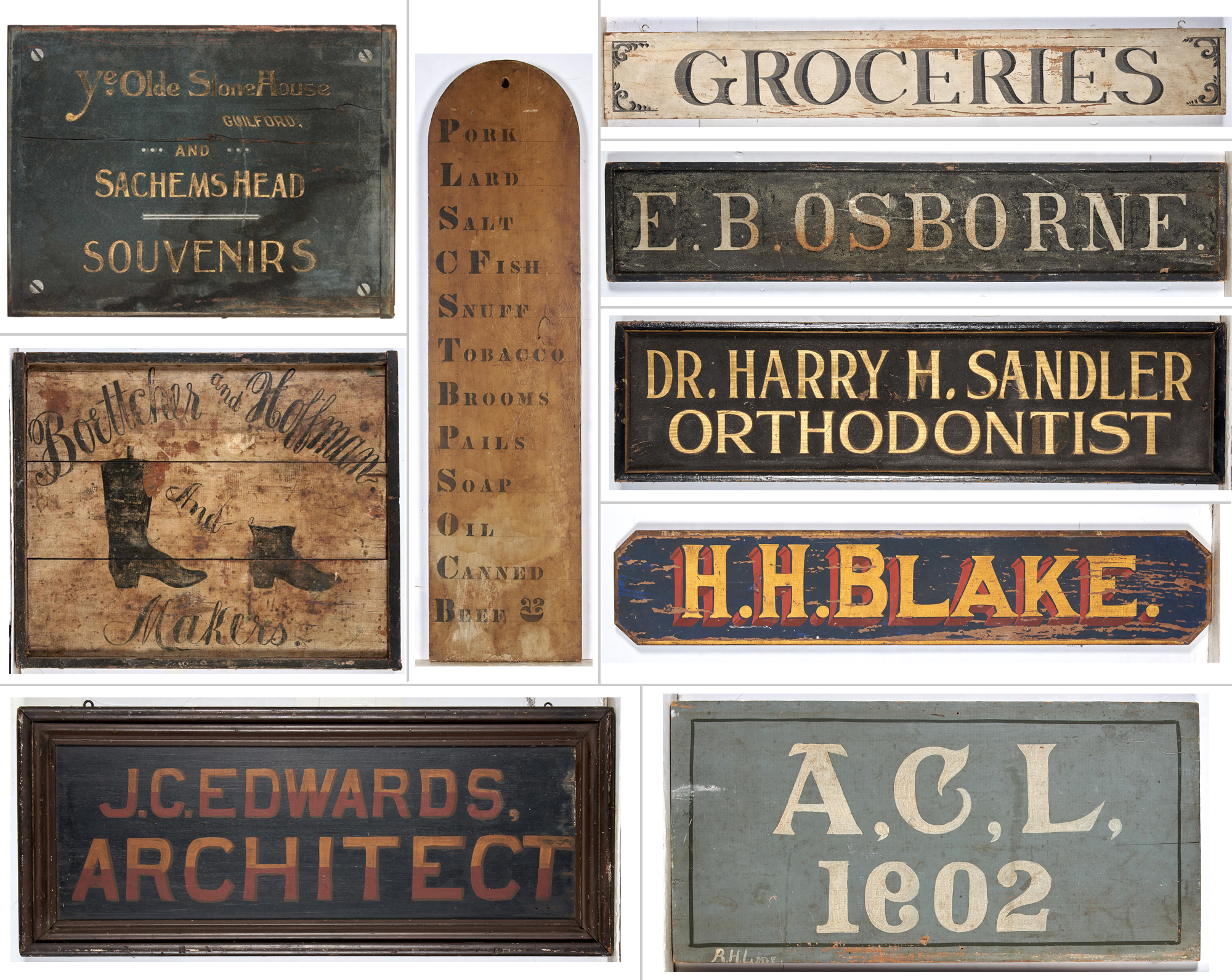 Lot image - Group of Nine Painted Trade Signs