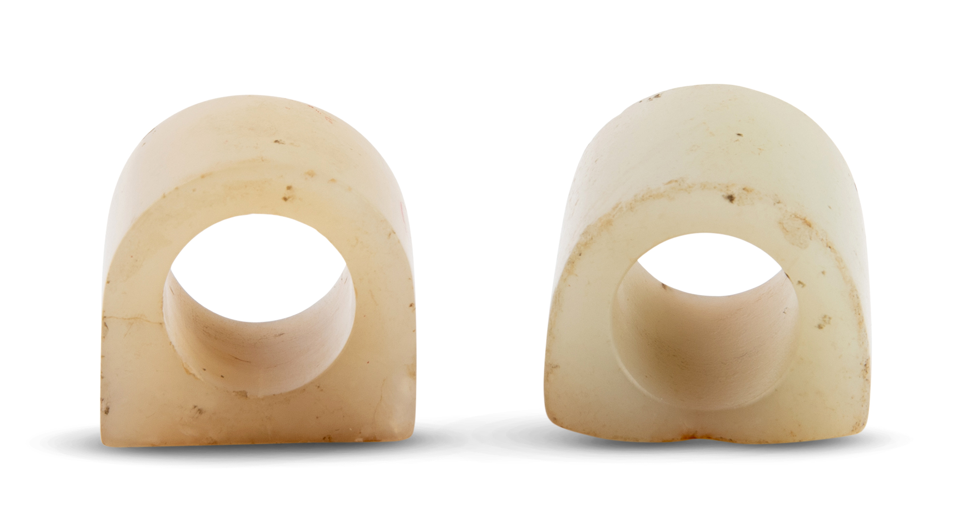 Lot image - Two Chinese White Jade Archers Rings