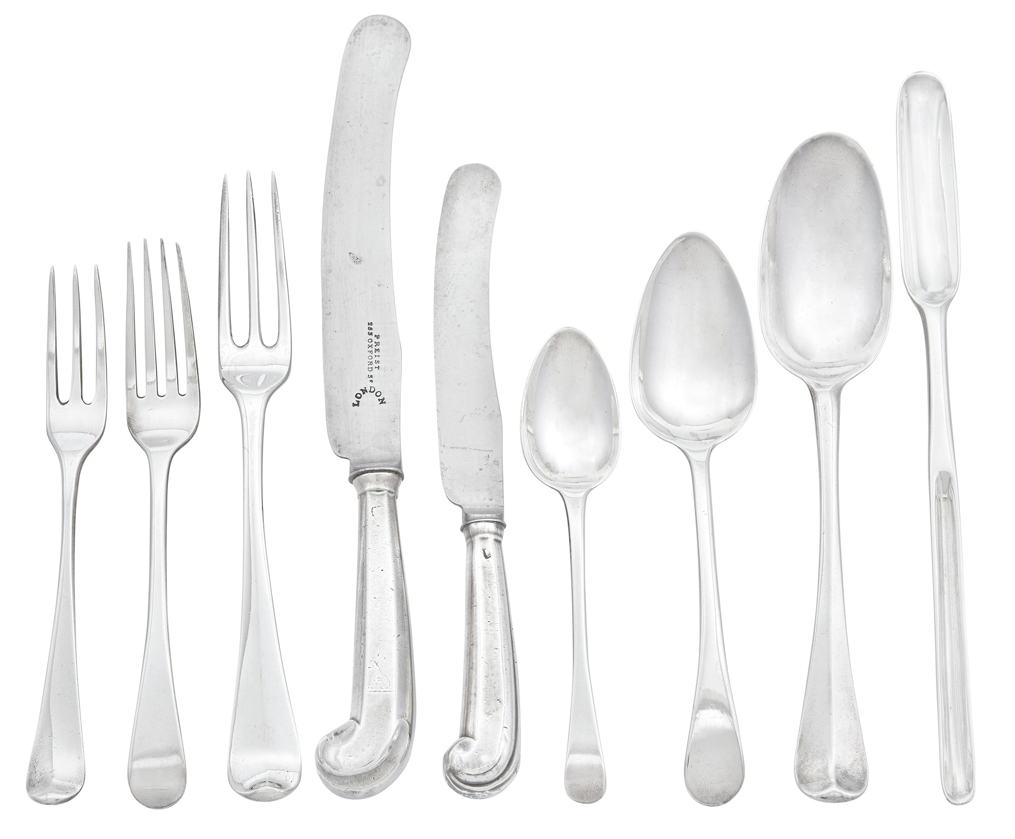 Lot image - Assembled Set of George III Sterling Silver Flatware