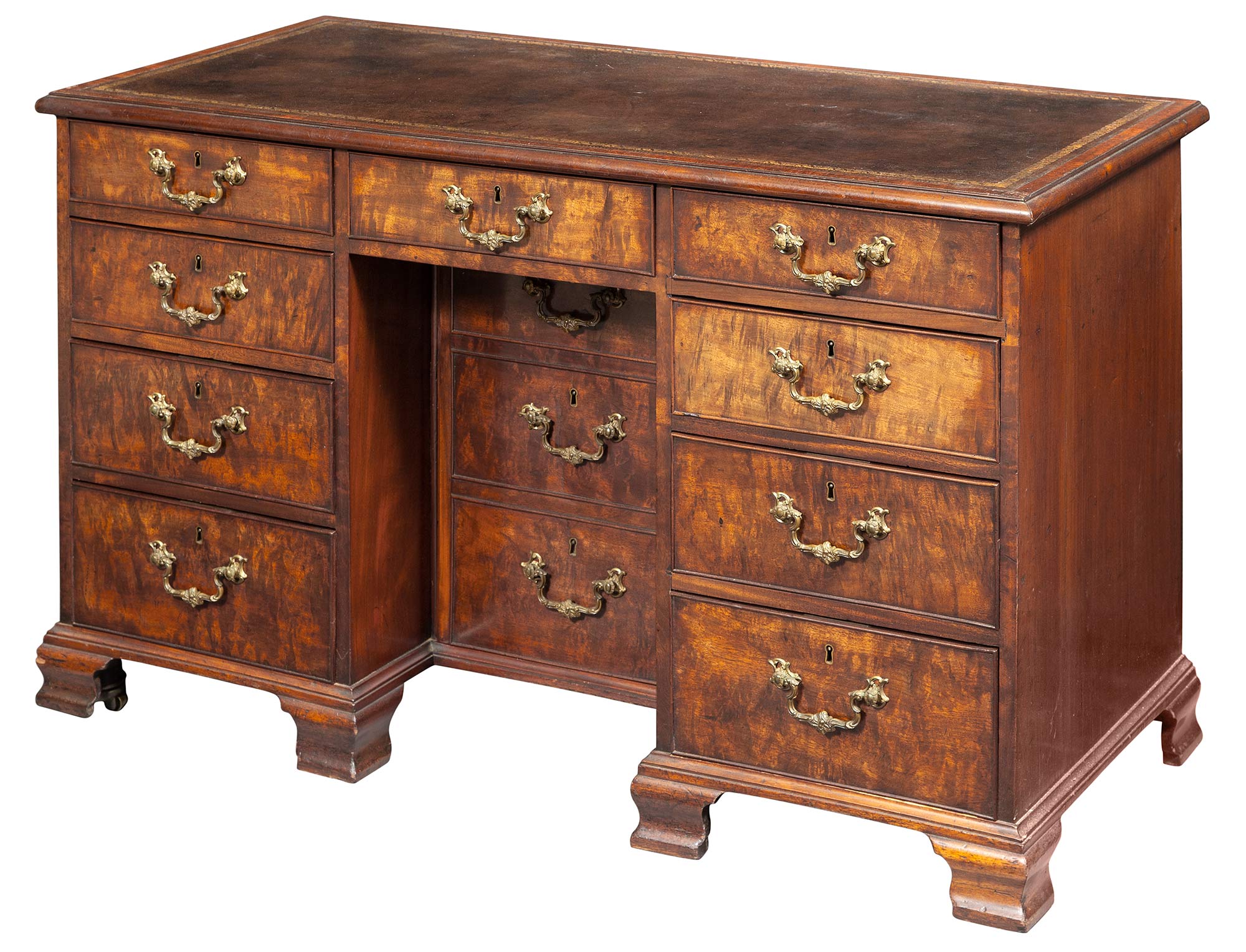 Lot image - George III Inlaid Mahogany Kneehole Desk