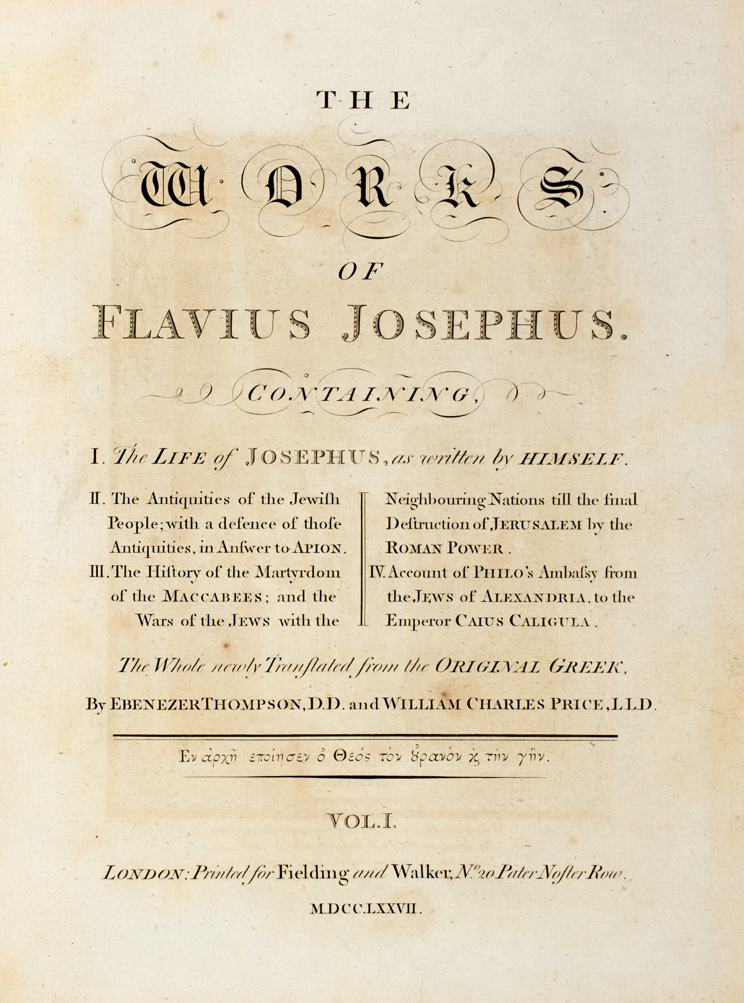 Lot image - [JOSEPHUS]  The Works of Flavius Josephus.