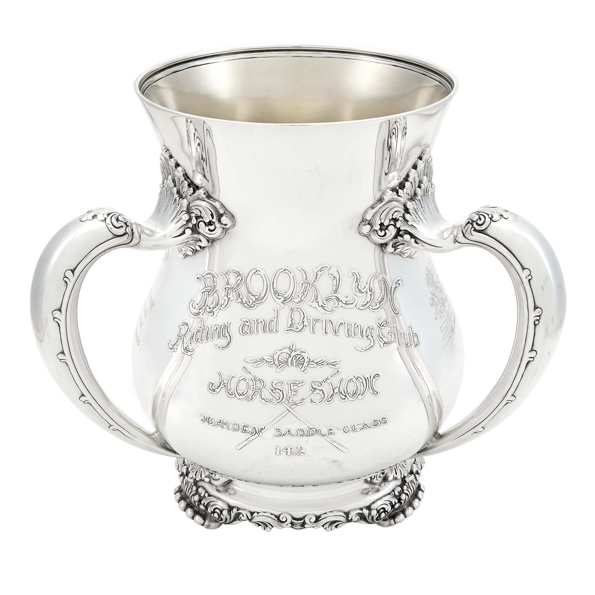 Lot image - Tiffany & Co. Sterling Silver Three-Handled Tyg Trophy