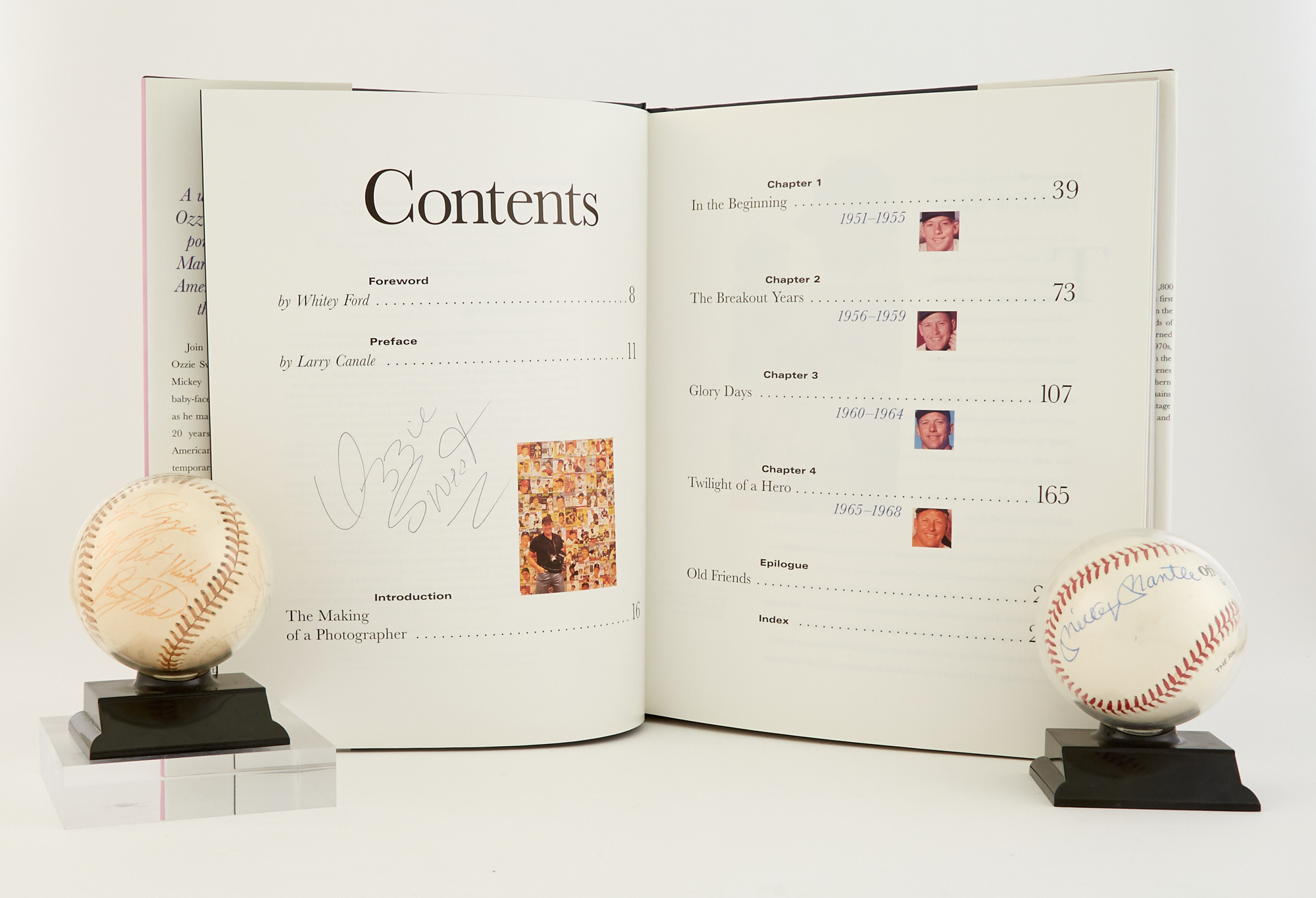 Lot image - Two Signed Baseballs; Together with a Mickey Mantle Book