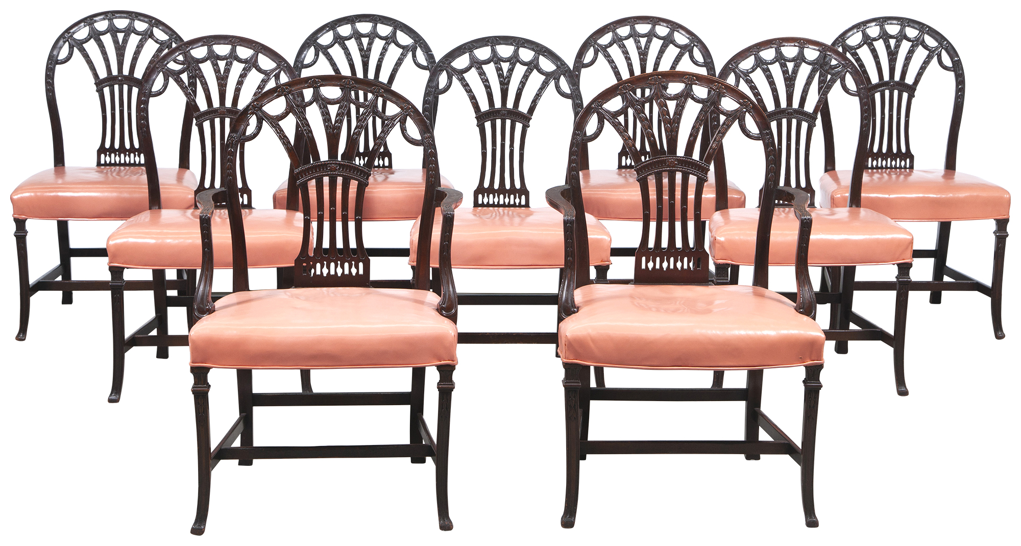 Lot image - Set of Nine George III Style Mahogany Dining Chairs