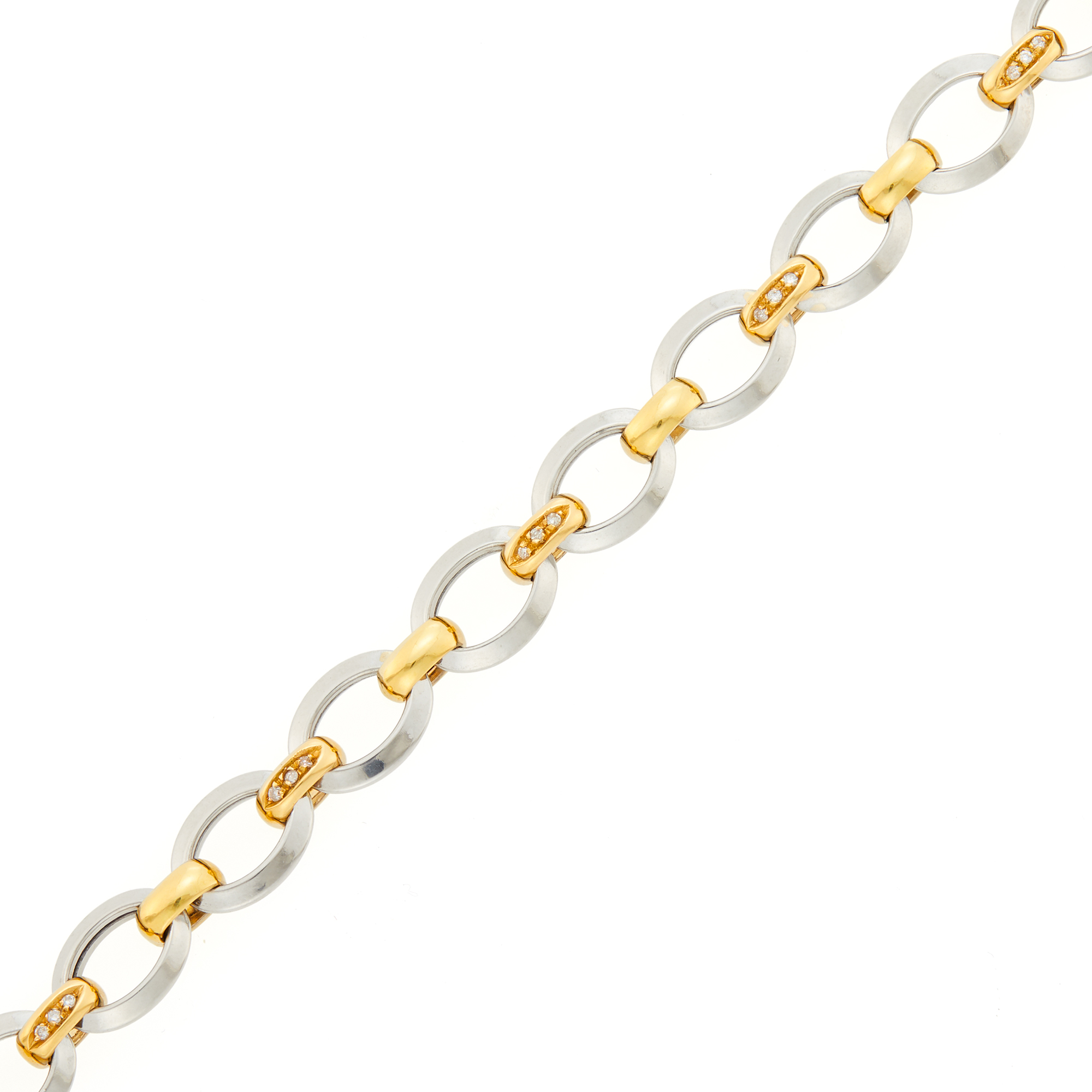 Lot image - Platinum, Gold and Diamond Link Bracelet
