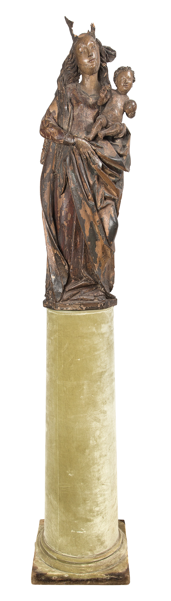 Lot image - Flemish Carved and Polychrome-Decorated Figural Group of the Madonna and Child