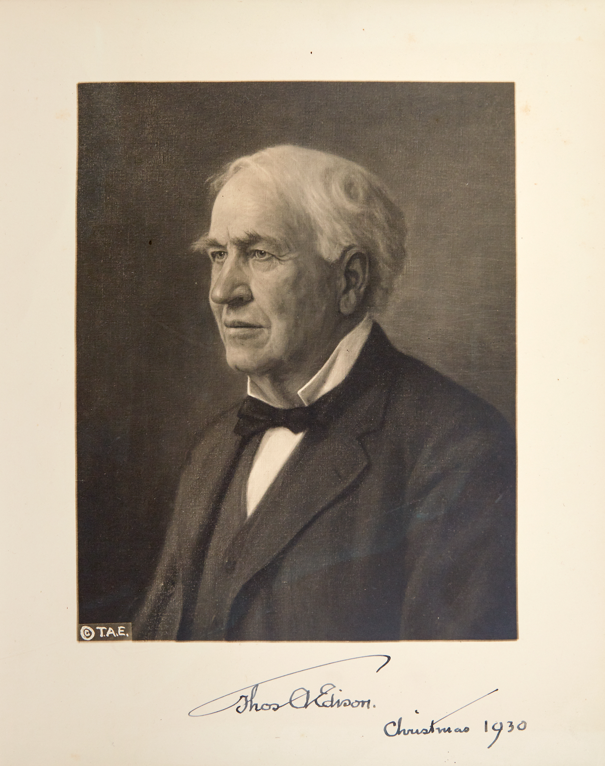 Lot image - EDISON, THOMAS  Signed photograph.