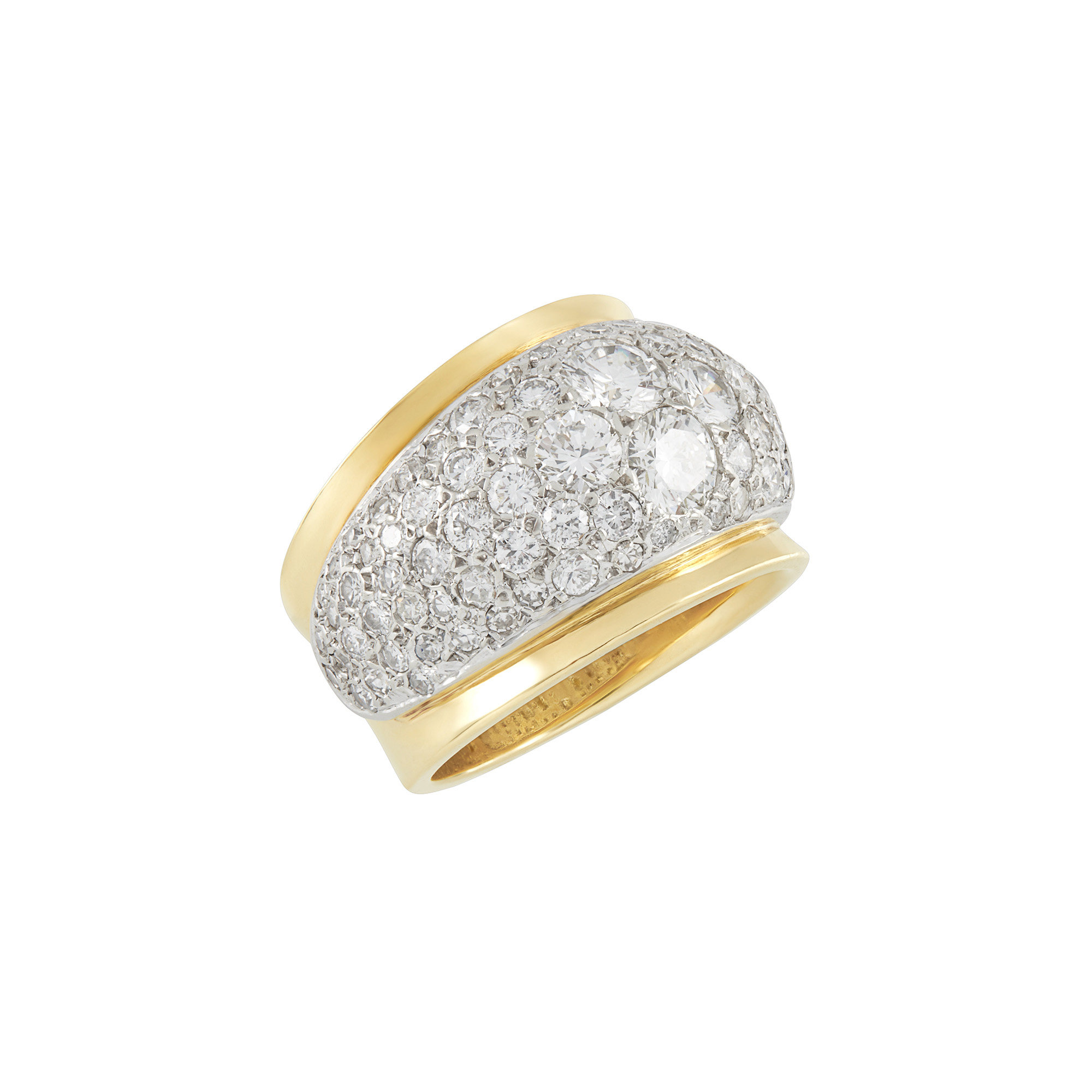 Lot image - Two-Color Gold and Diamond Ring