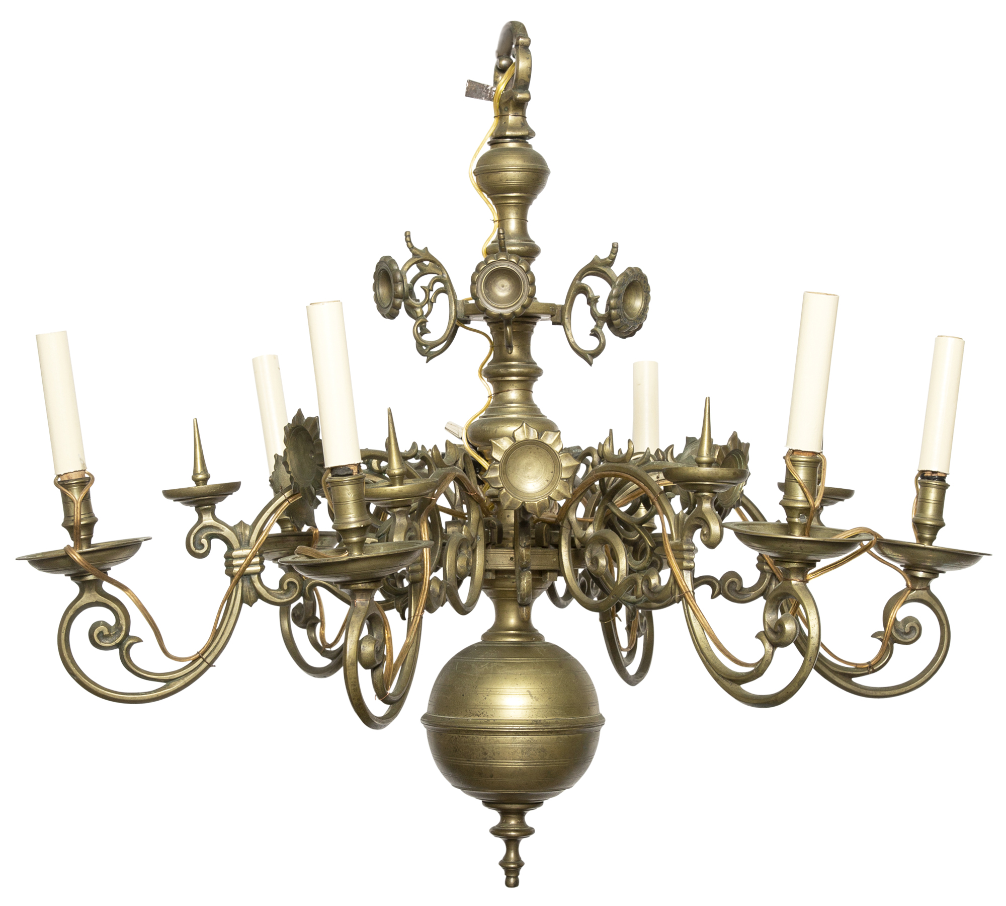 Lot image - Flemish Baroque Style Gilt-Metal Six-Light Chandelier