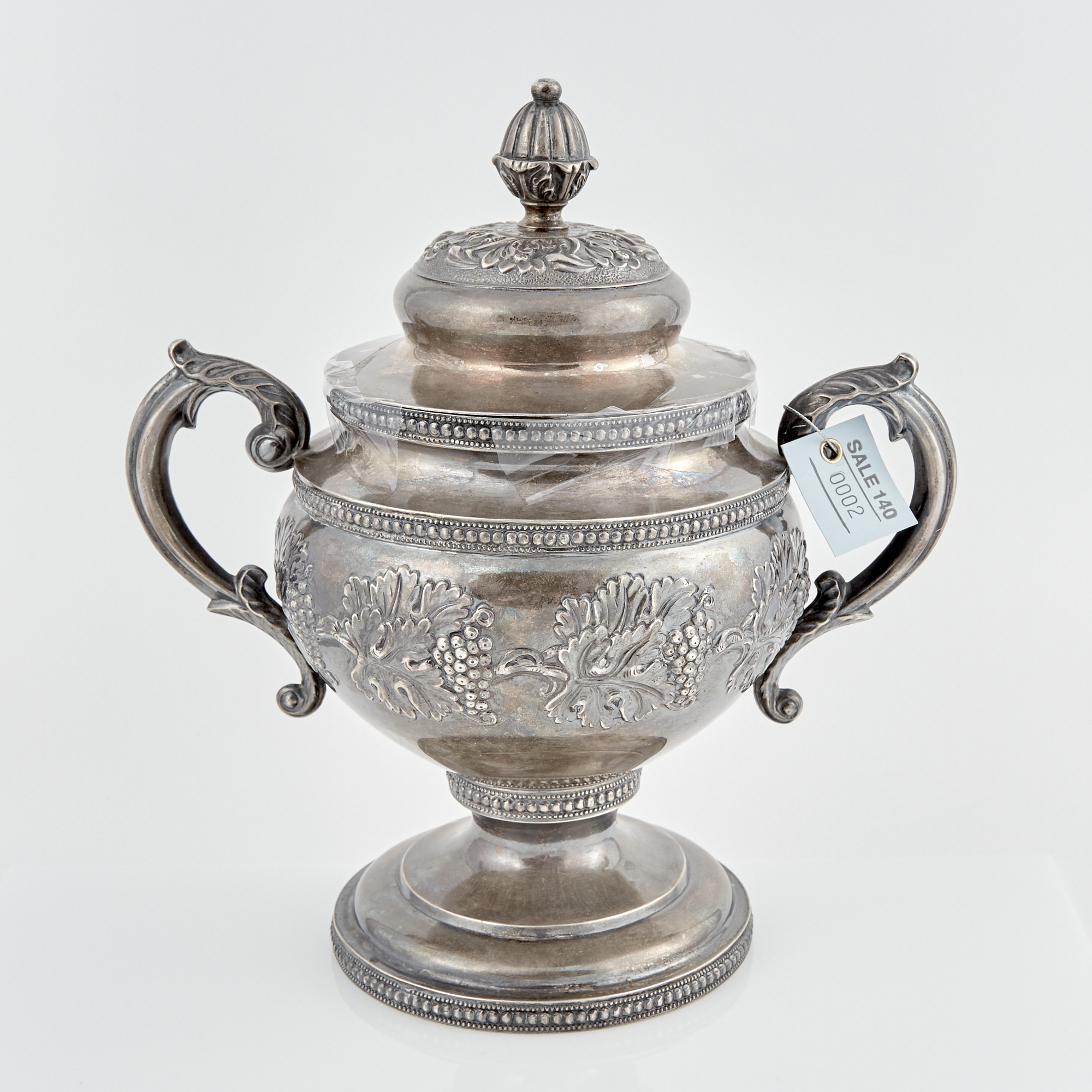 Lot image - Silver Waste Bowl with Handles and Loose Cover, 23 ozs.