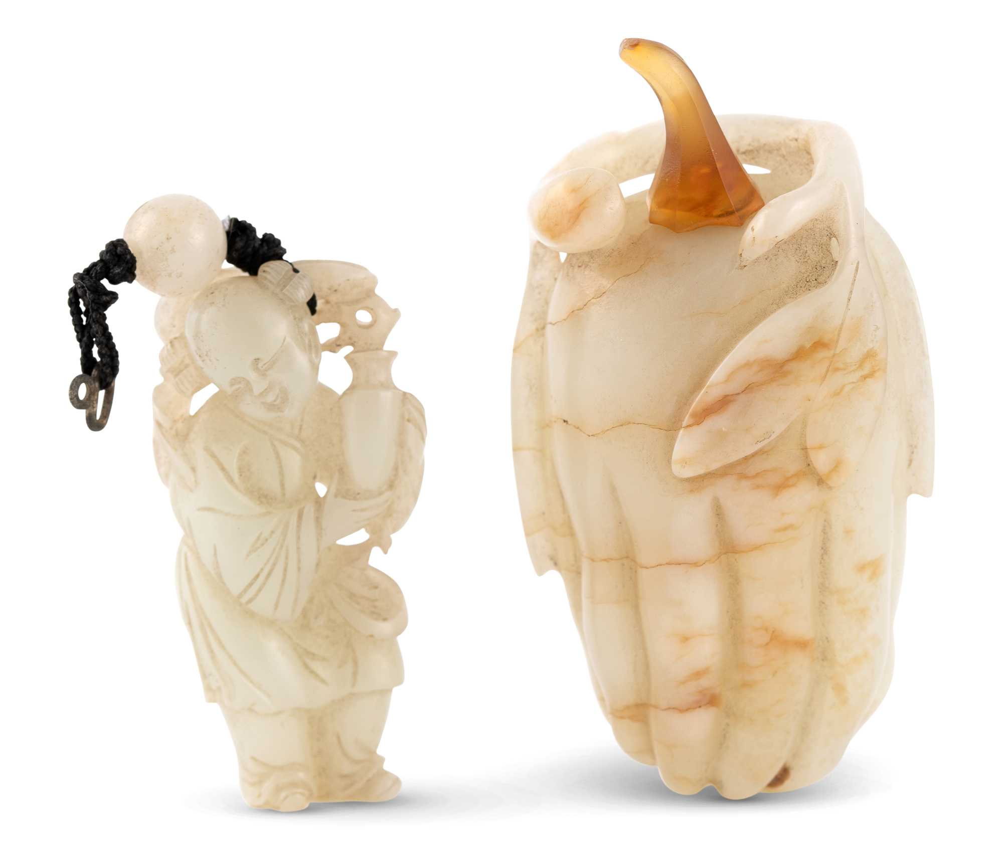Lot image - Two Chinese White Jade Carvings