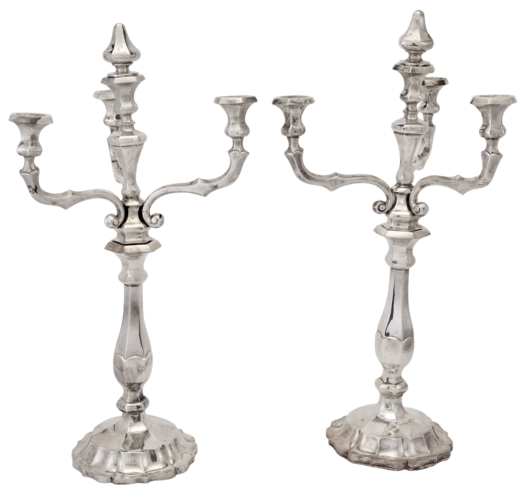 Lot image - Pair of Austrian Silver Four-Light Candelabra