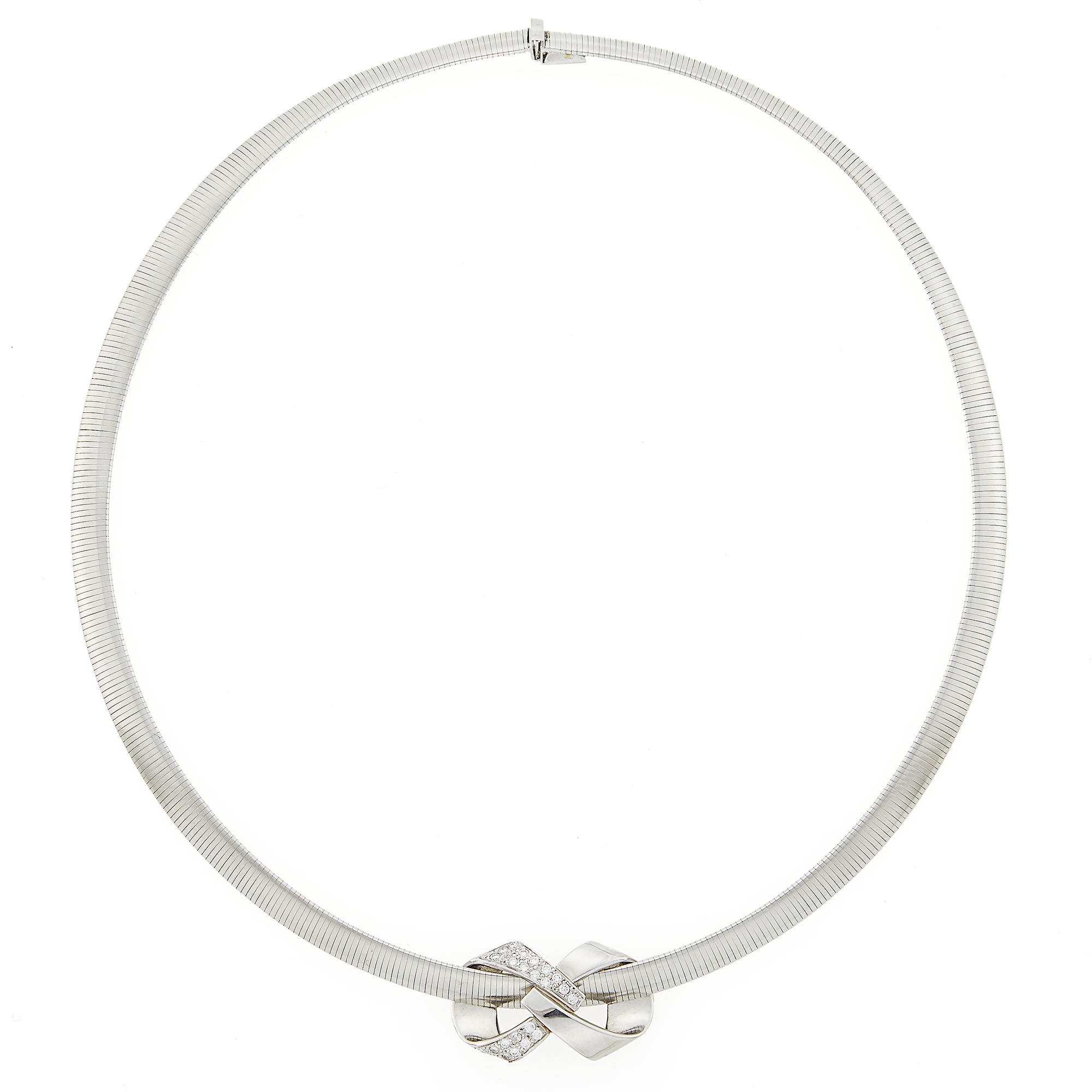 Lot image - Platinum Omega Chain Necklace with Diamond Enhancer