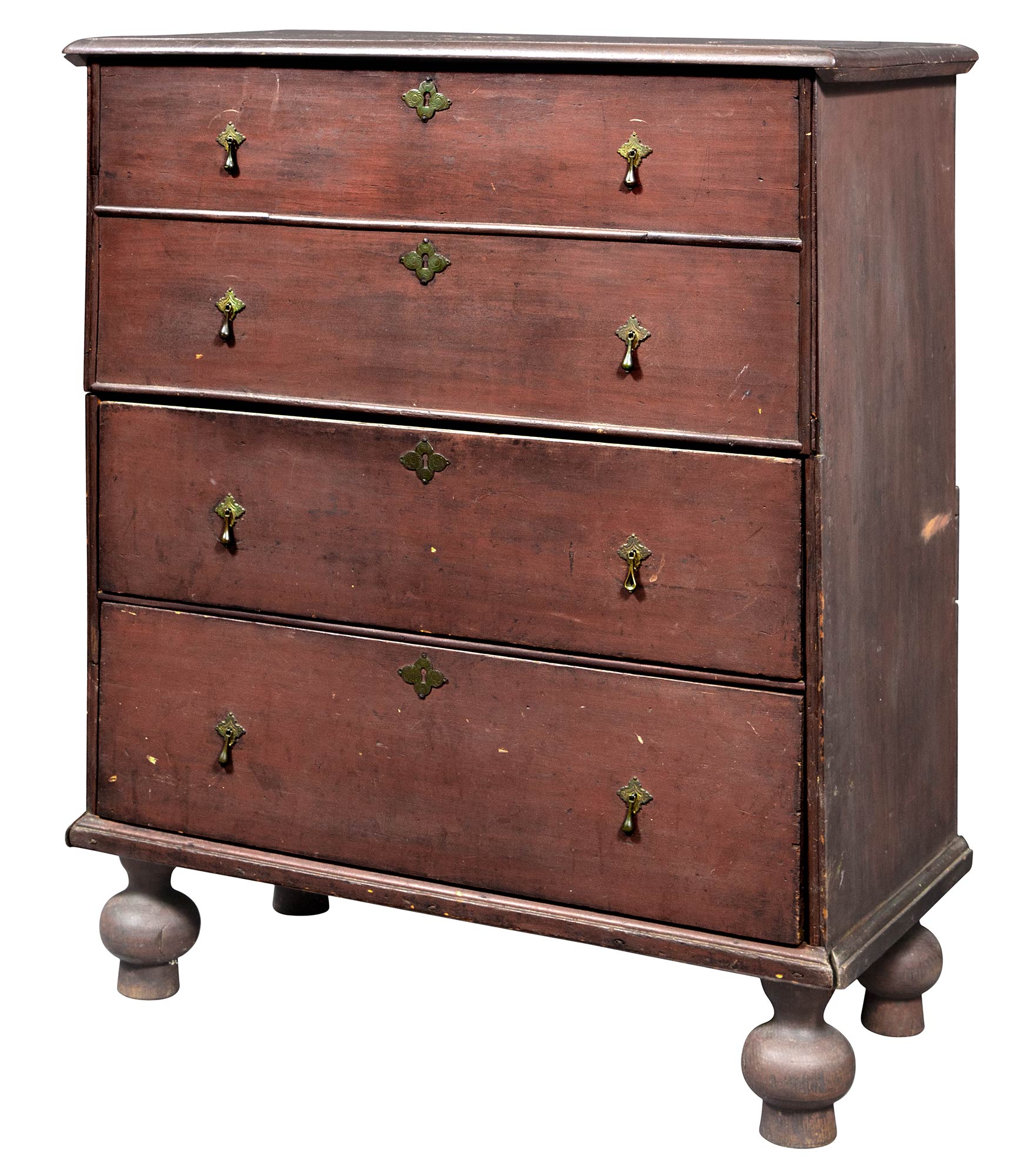 Lot image - William and Mary Red-Stained Blanket Chest