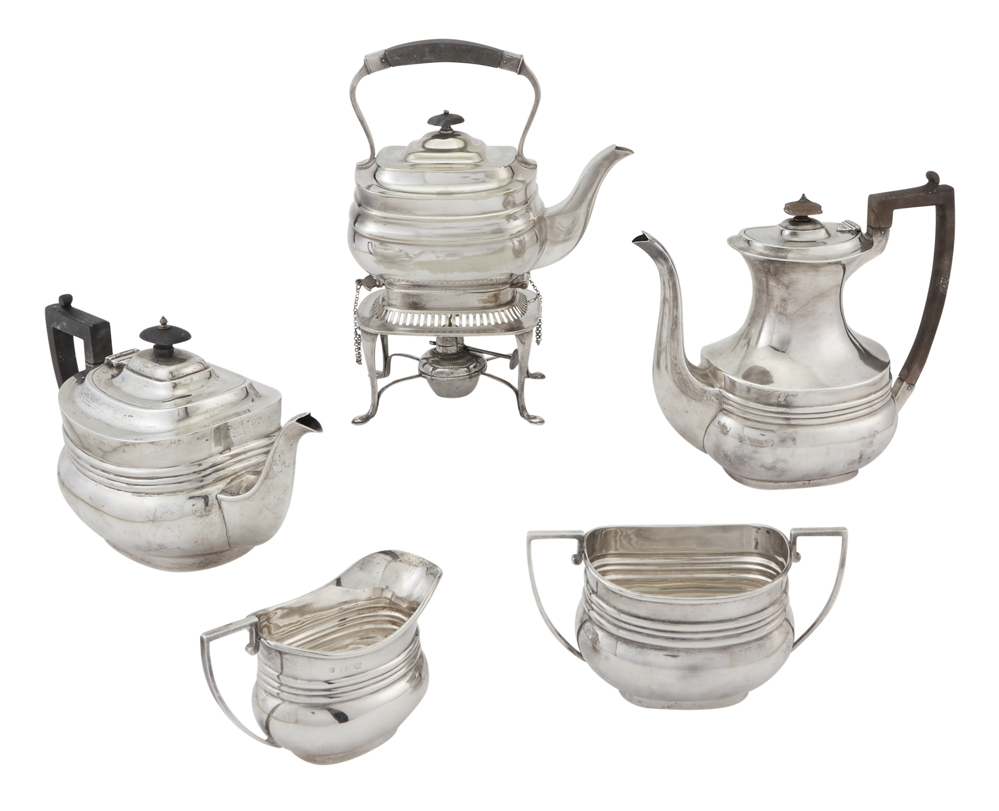 Lot image - Assembled English Sterling Silver Tea and Coffee Service
