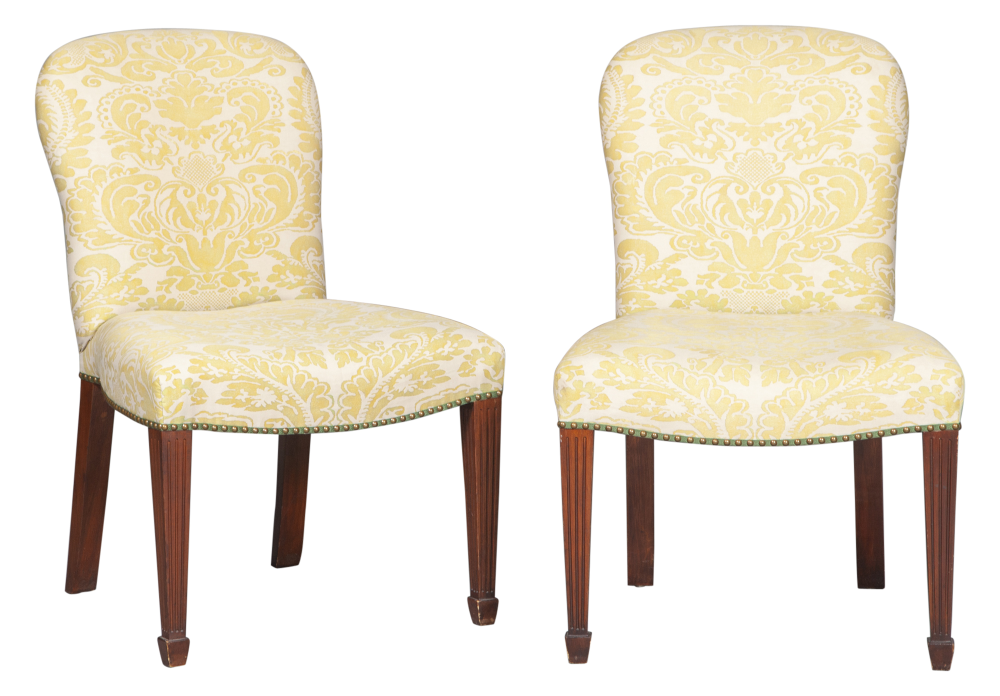 Lot image - Set of Four George III Style Upholstered Mahogany Dining Chairs