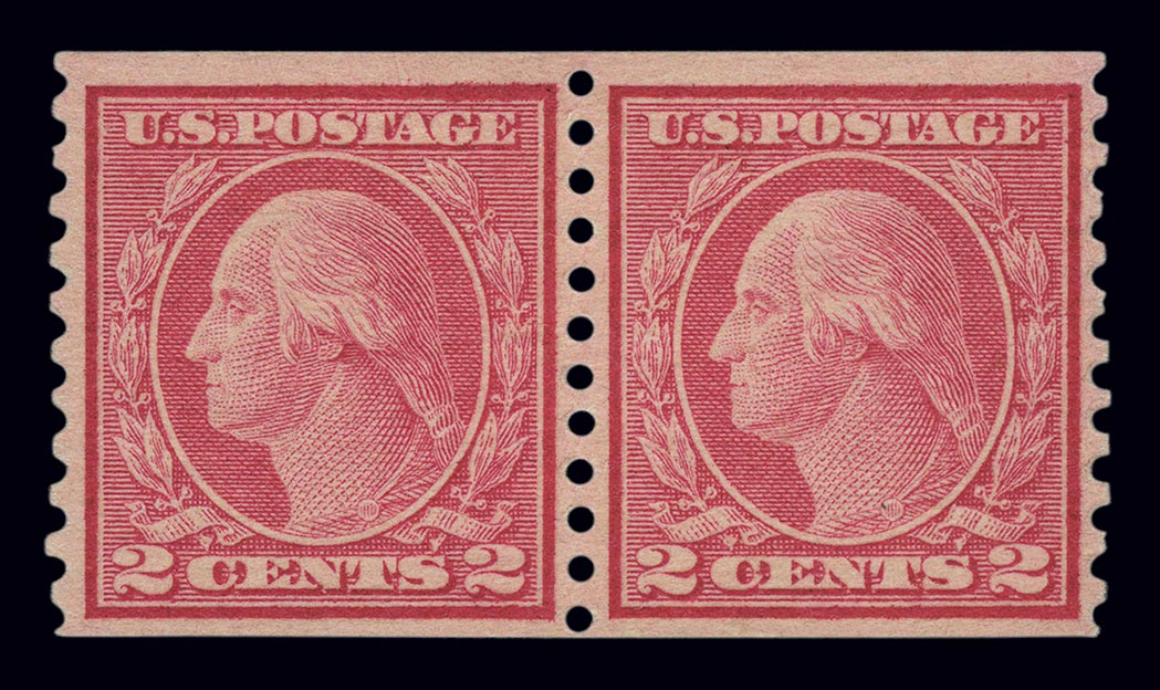 Lot image - United States 1916-22 Two Cent Type II Coil Pair, Scott 491