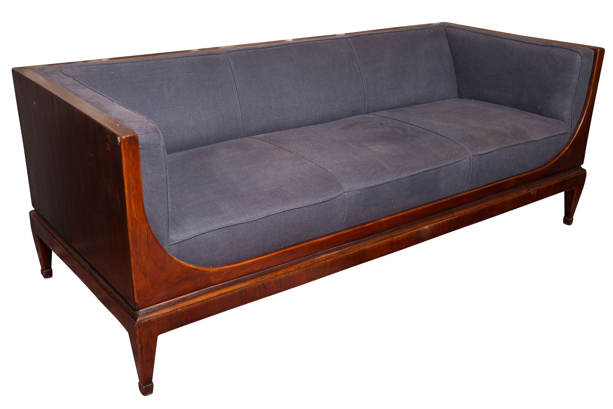 Lot image - Contemporary Upholstered Mahogany Sofa