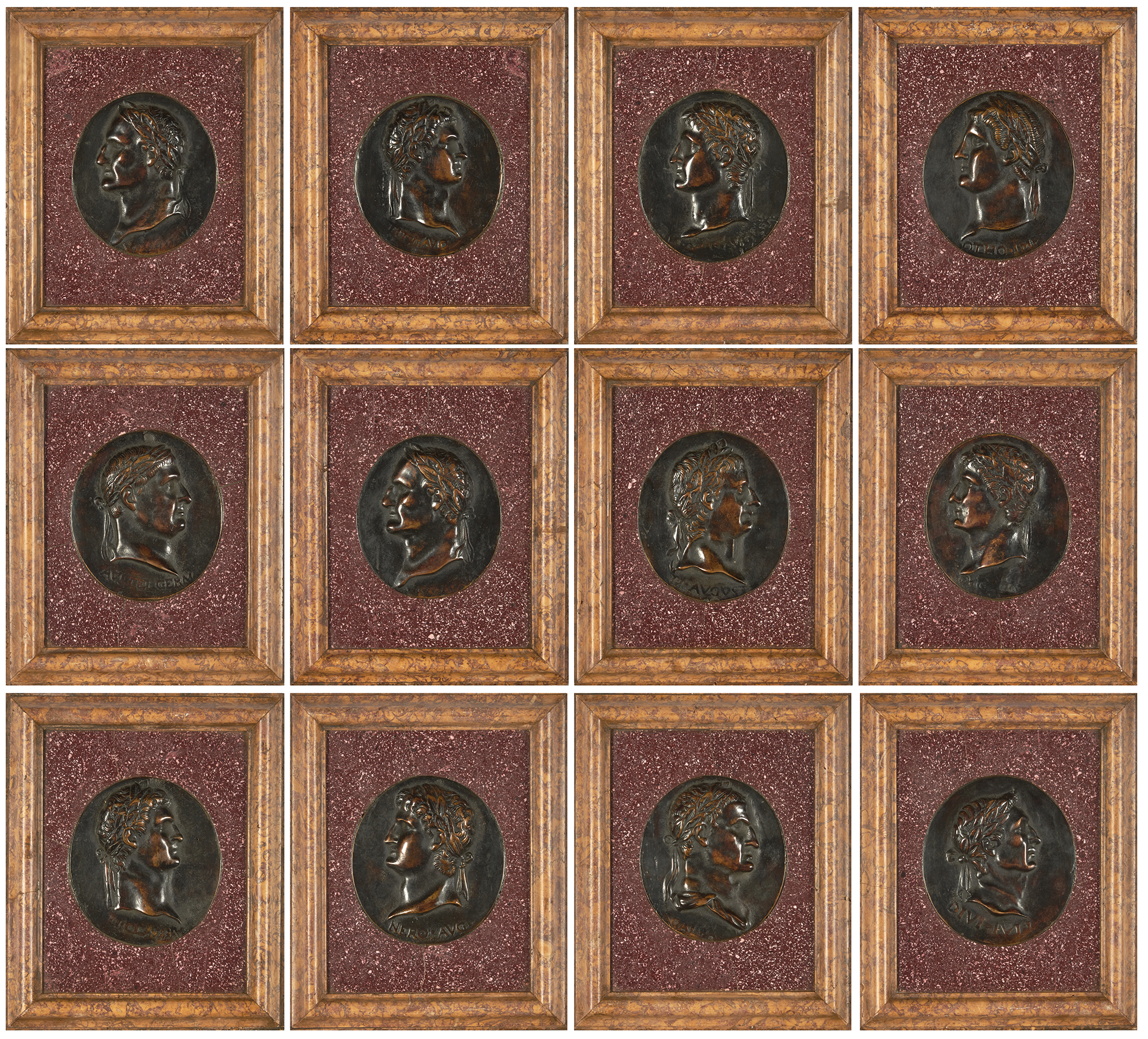 Lot image - Set of Twelve Patinated-Bronze Relief Portraits of the Roman Emperors
