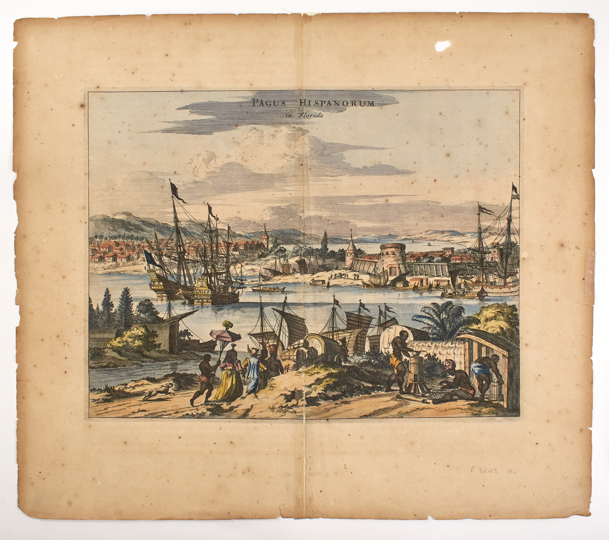 Lot image - [FLORIDA - MAPS AND VIEWS]  Three printed maps and views of Florida, and one of Santo Domingo in Hispaniola.