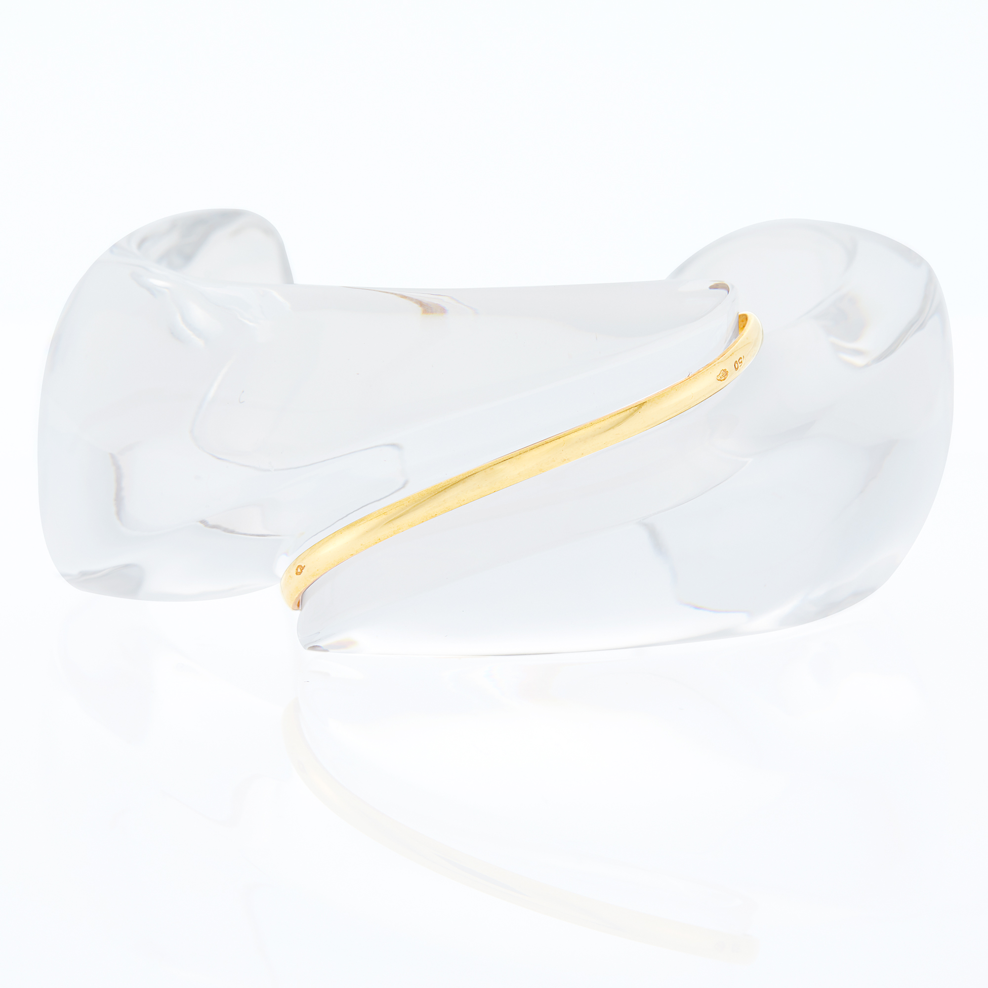 Lot image - Baccarat Glass and Gold Coquillage Cuff Bracelet, France