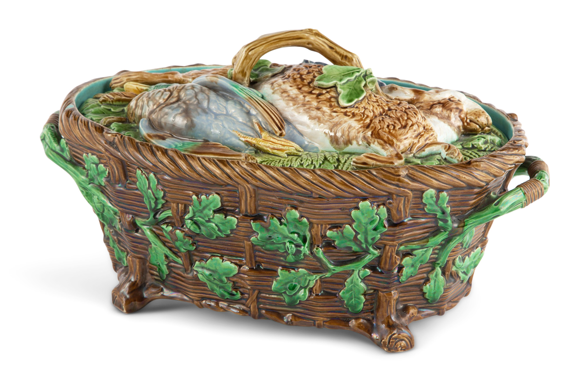 Lot image - Mintons Majolica Game-Pie Dish and Cover