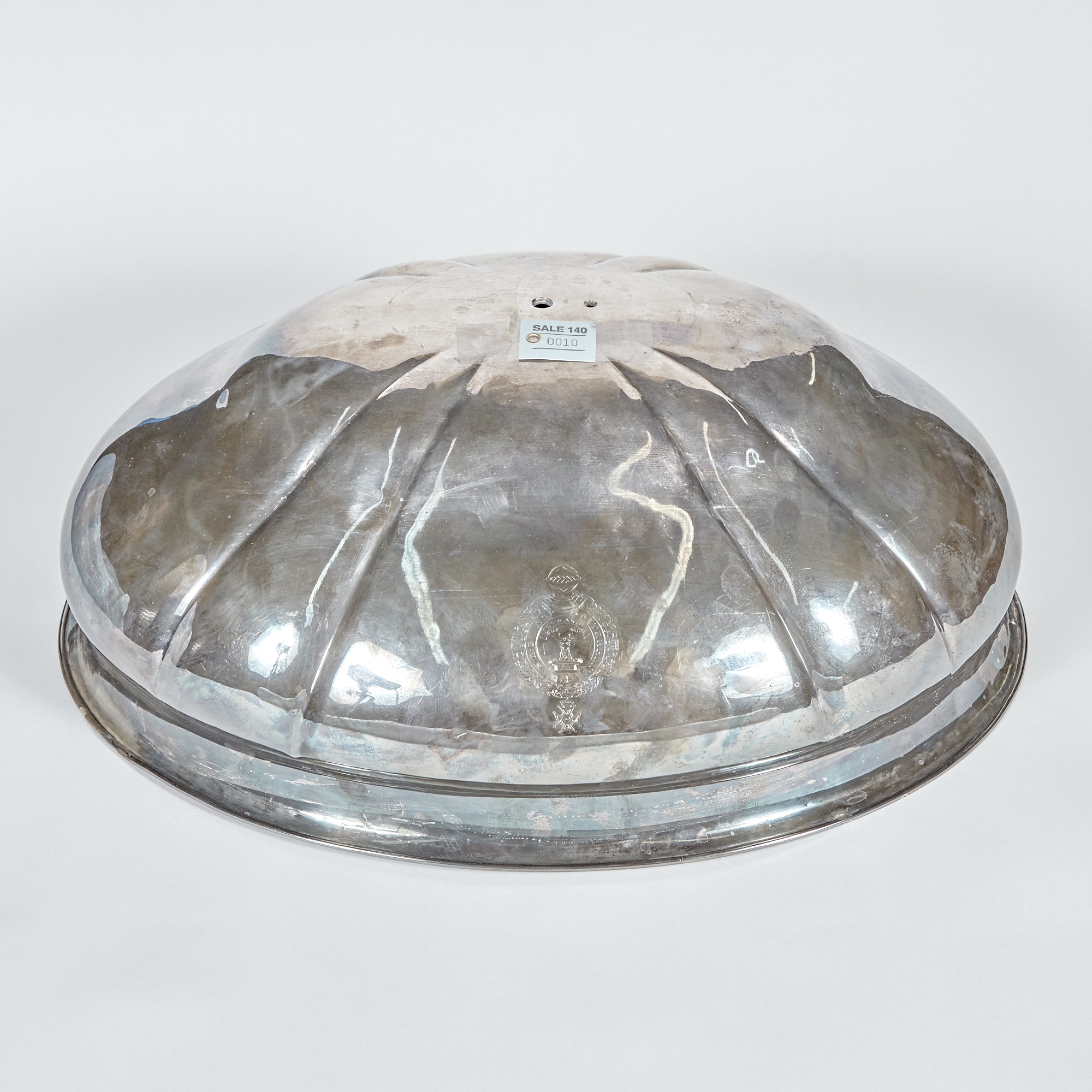 Lot image - Antique Victorian Silver Plated Meat Roast Cover, damaged