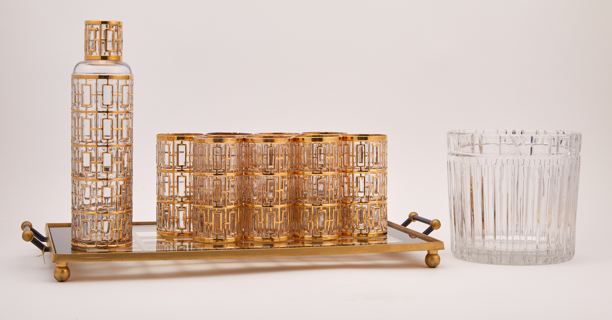 Lot image - Group of Gilt-Decorated Glass Barware