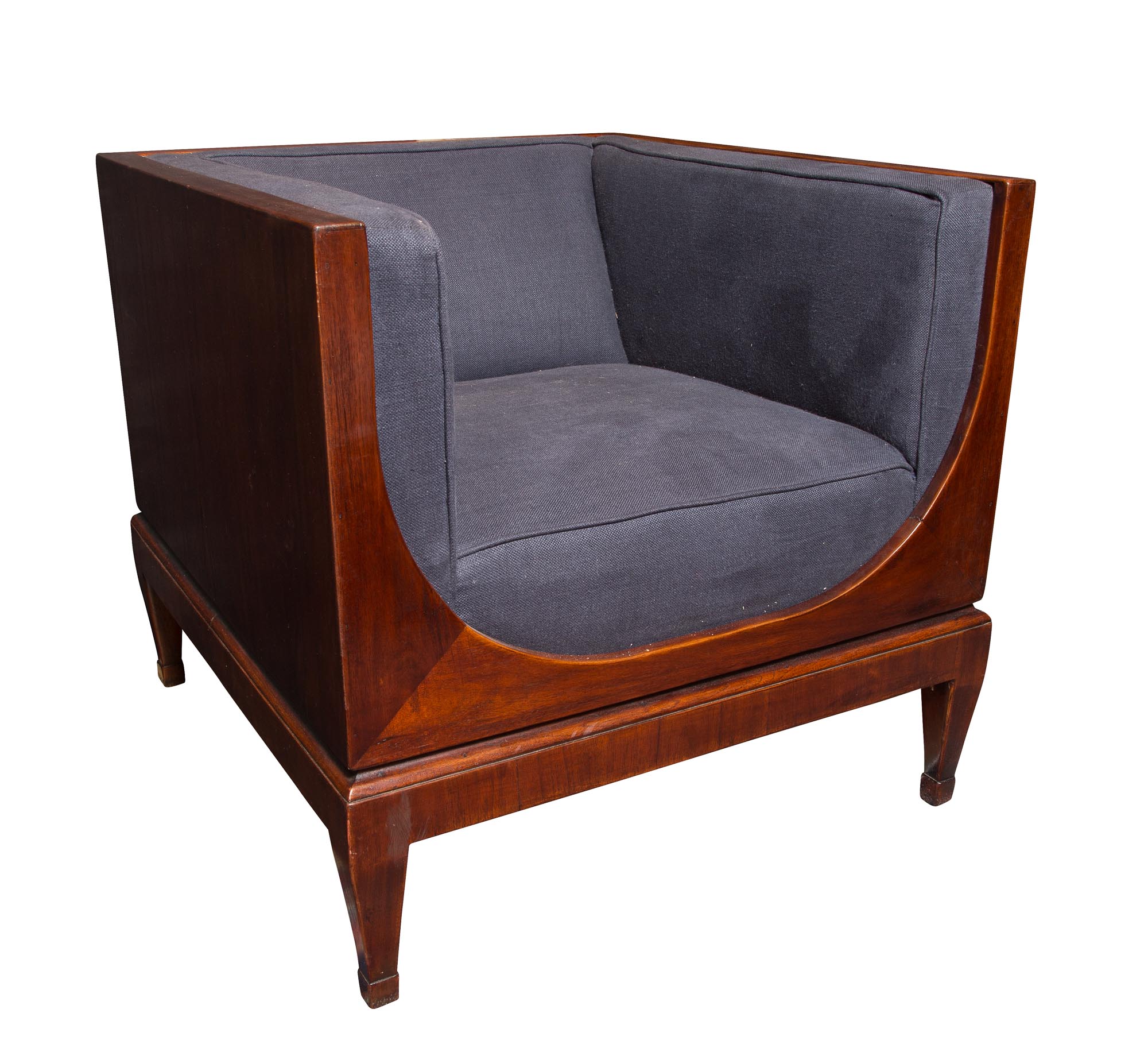 Lot image - Contemporary Upholstered Mahogany Club Chair