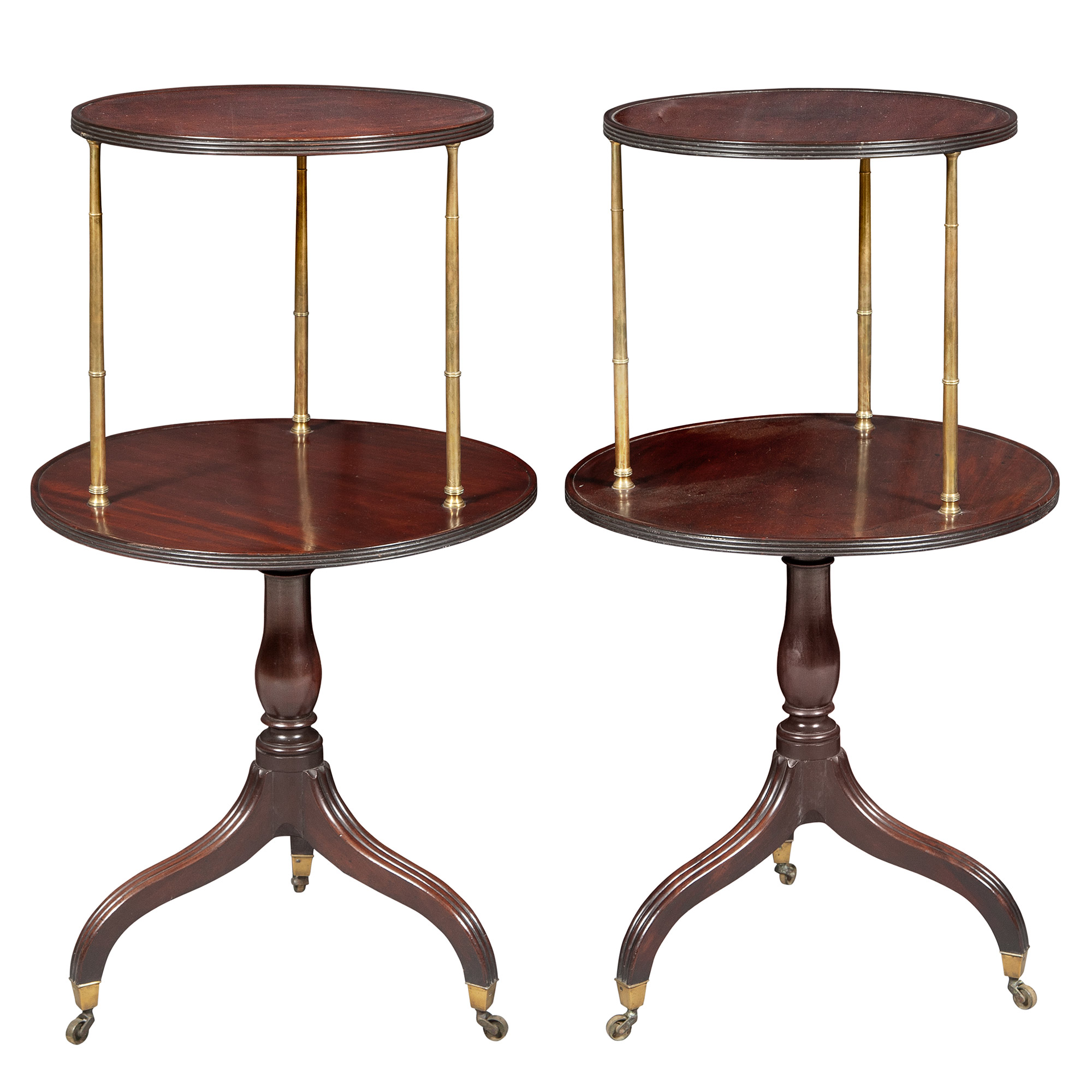 Lot image - Pair of Regency Mahogany Two-Tier Dumbwaiters