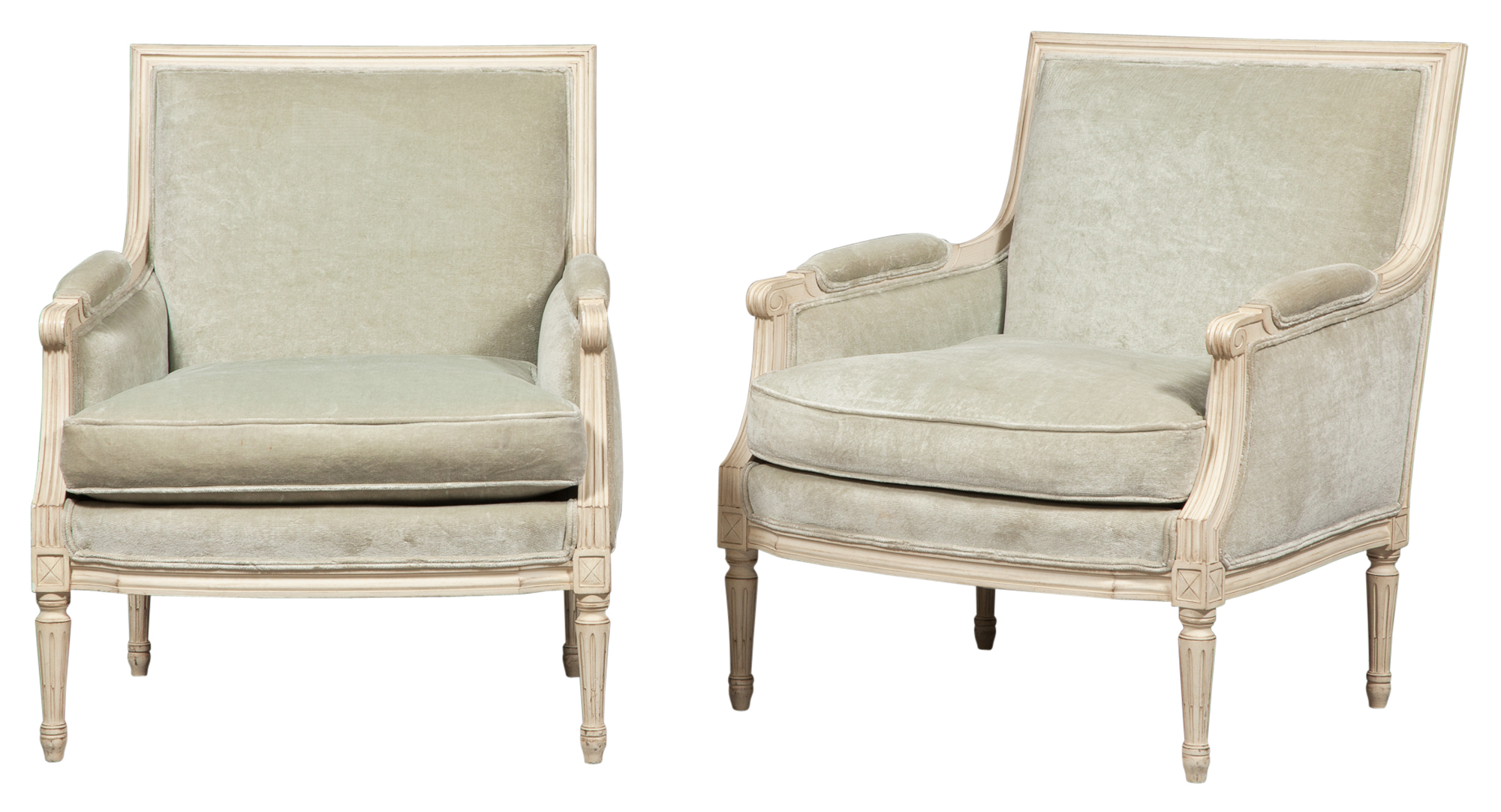 Lot image - Pair of Louis XVI Style Painted Bergères