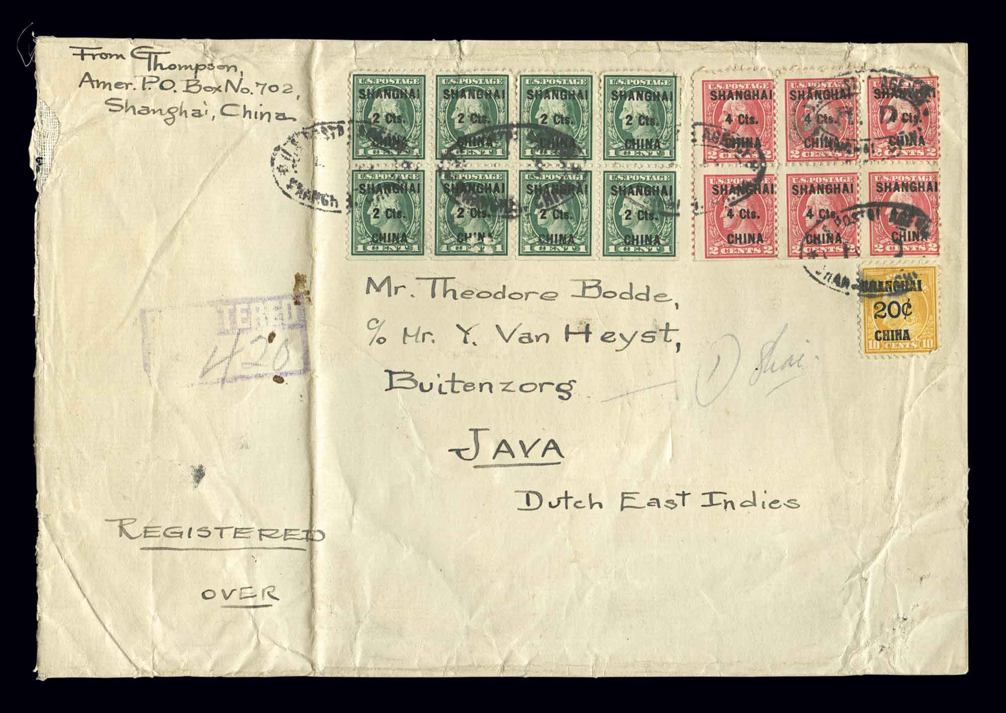 Lot image - United States Postal Agency in China Shanghai Issues used on Cover