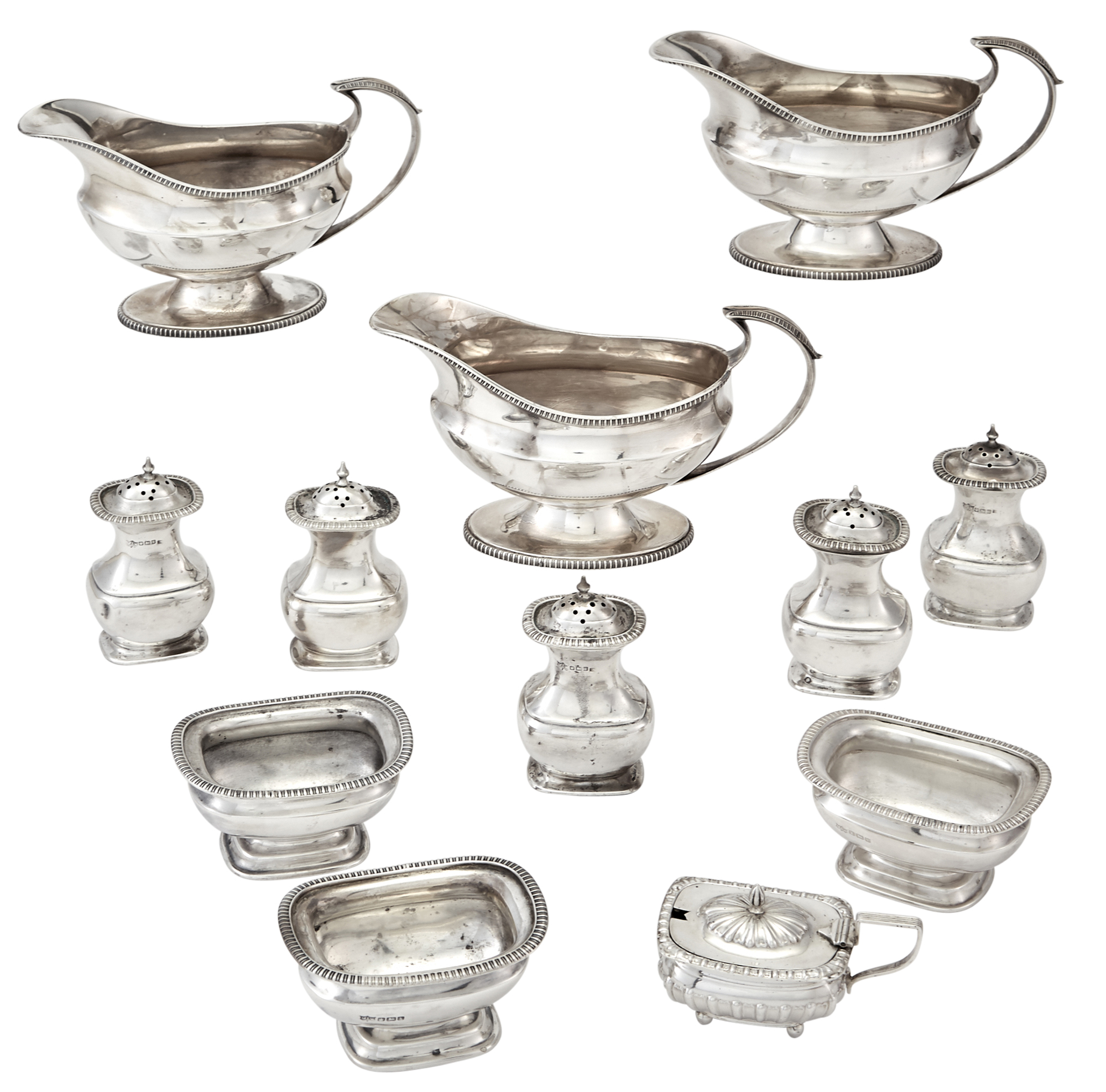 Lot image - George V Sterling Silver Part Dinner Service