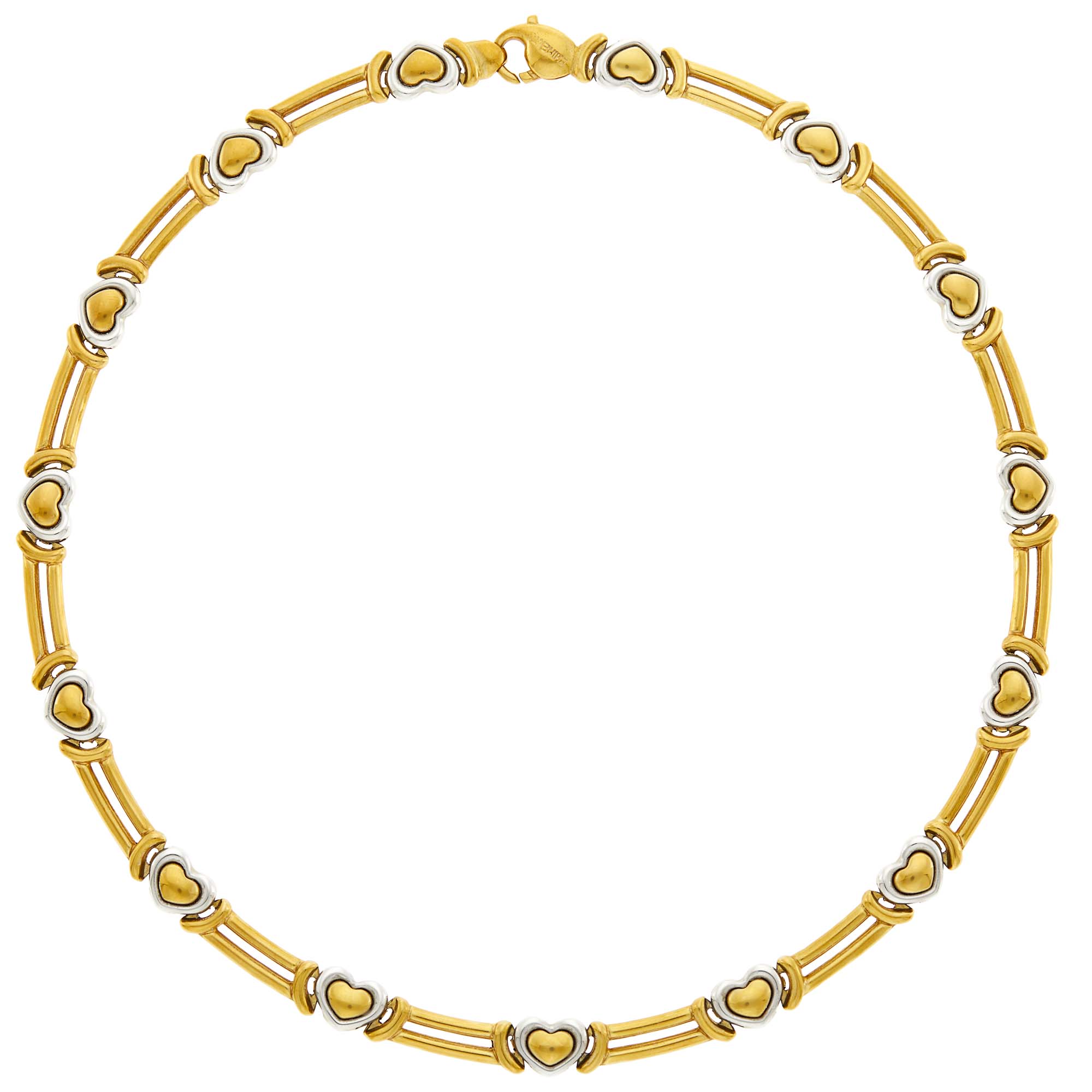 Lot image - Chimento Two-Color Gold Heart Link Necklace