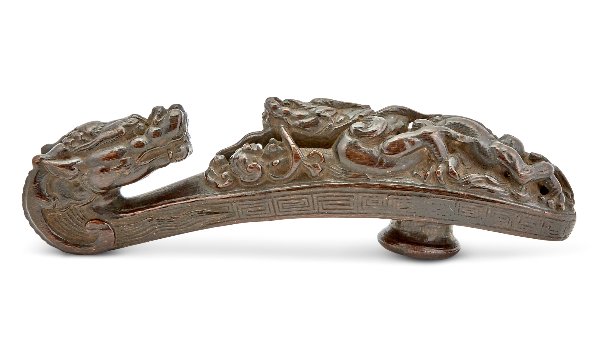 Lot image - A Chinese Carved Hardwood Belt Hook