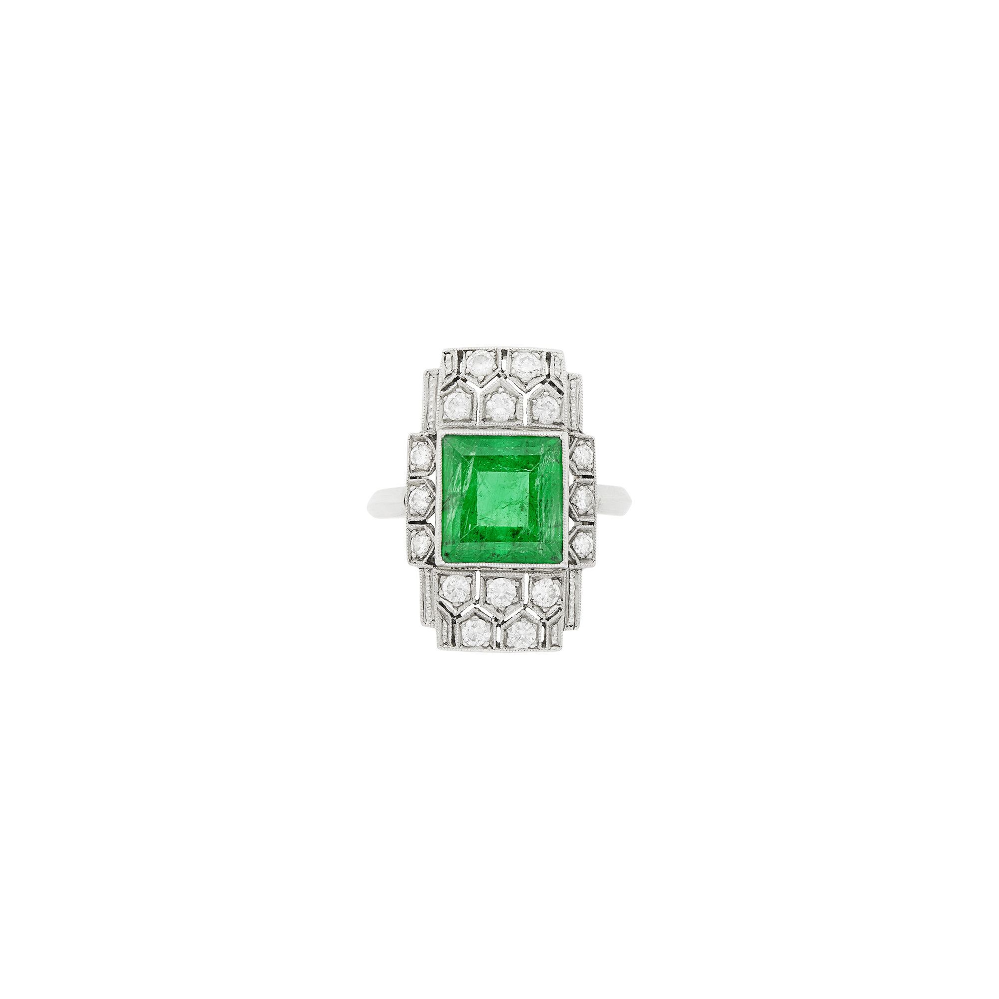 Lot image - Koch Platinum, Emerald, and Diamond Ring