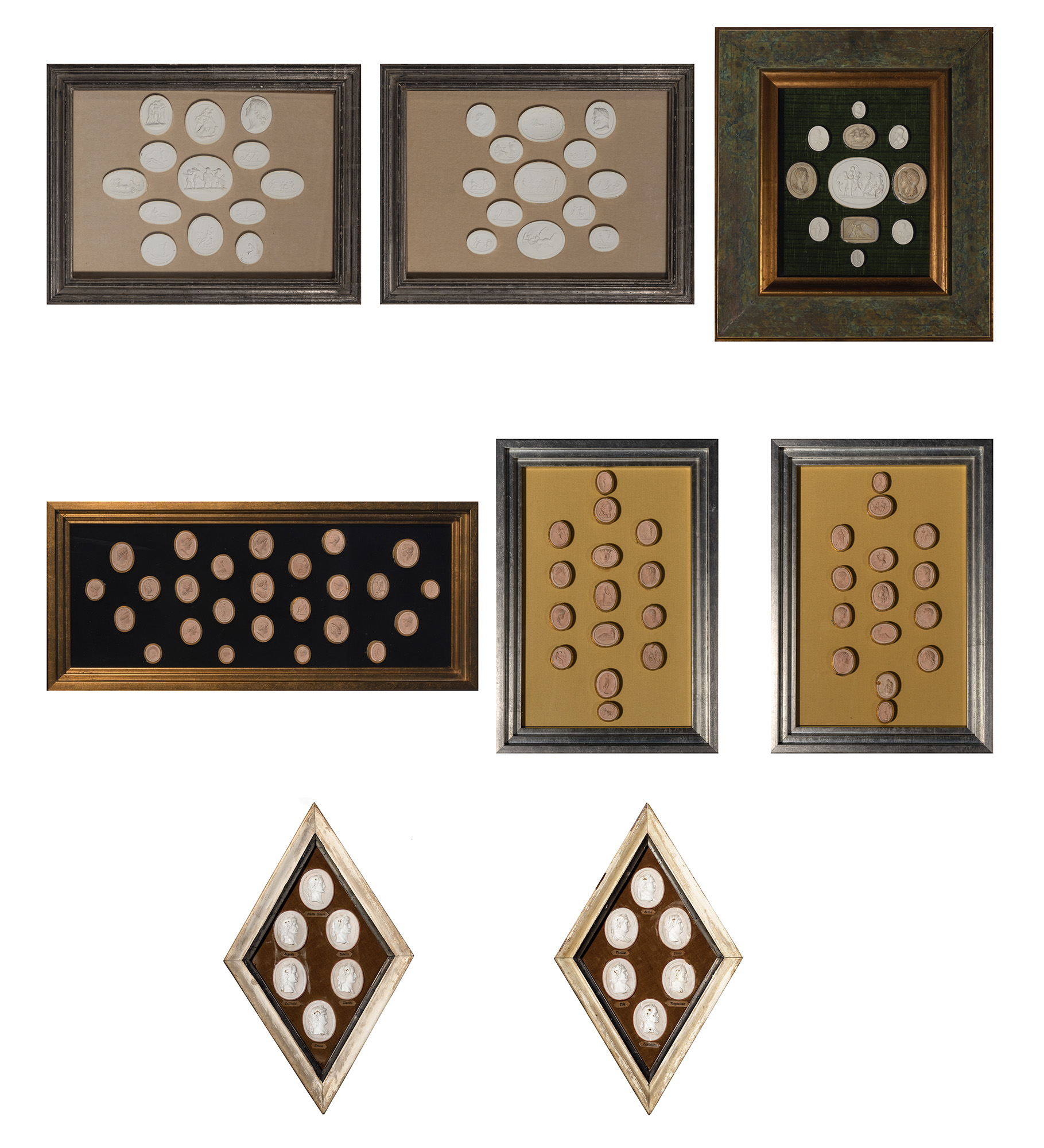 Lot image - Assembled Set of Eight Framed Seal Impressions
