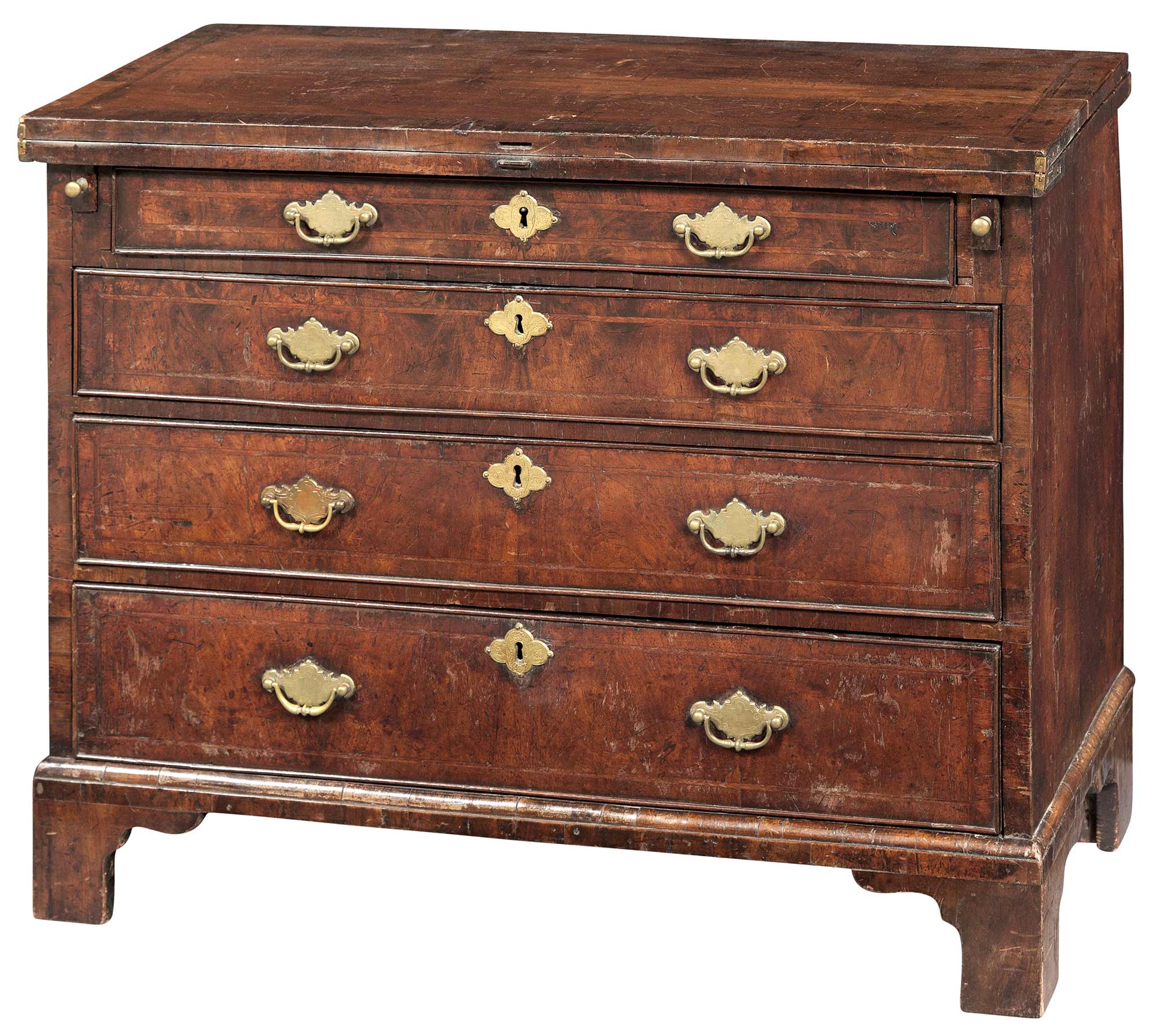 Lot image - George II Inlaid Walnut Bachelors Chest