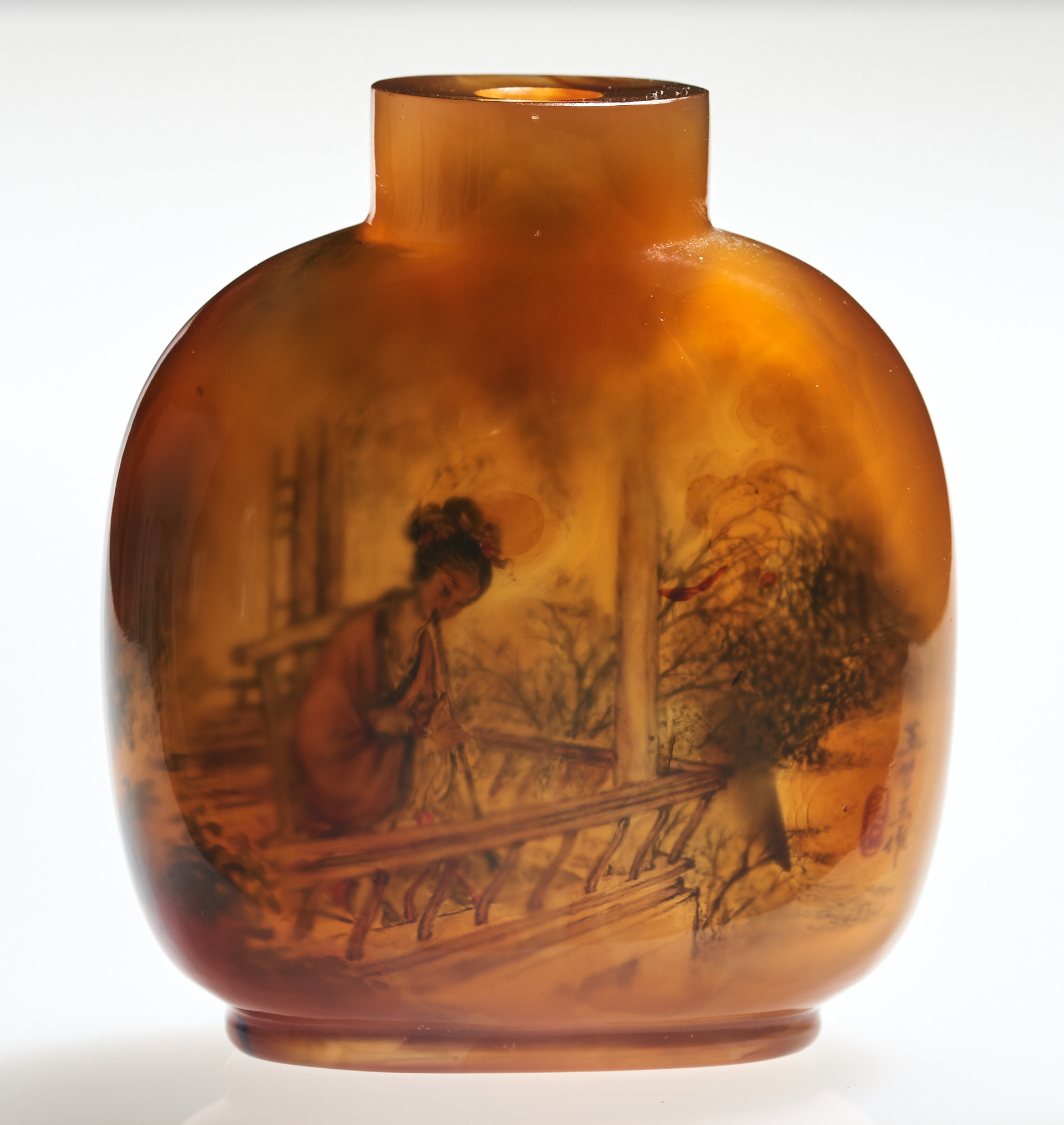 Lot image - A Chinese Inside Painted Agate Snuff Bottle