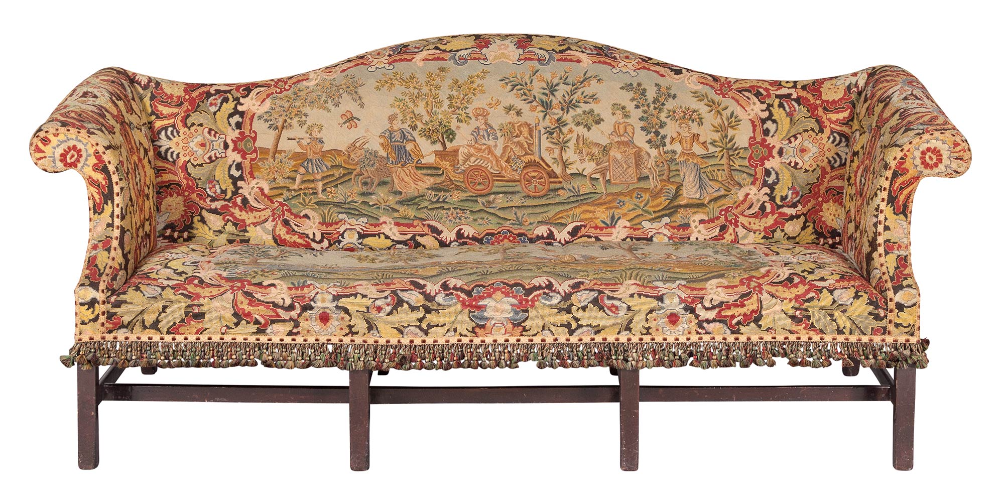 Lot image - George III Needlework-Upholstered Mahogany Settee
