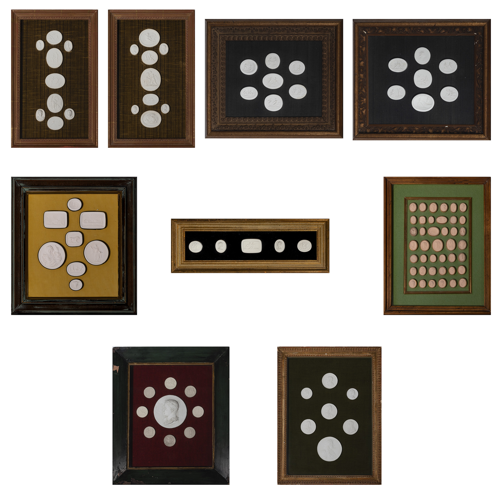 Lot image - Assembled Set of Nine Framed Seal Impressions