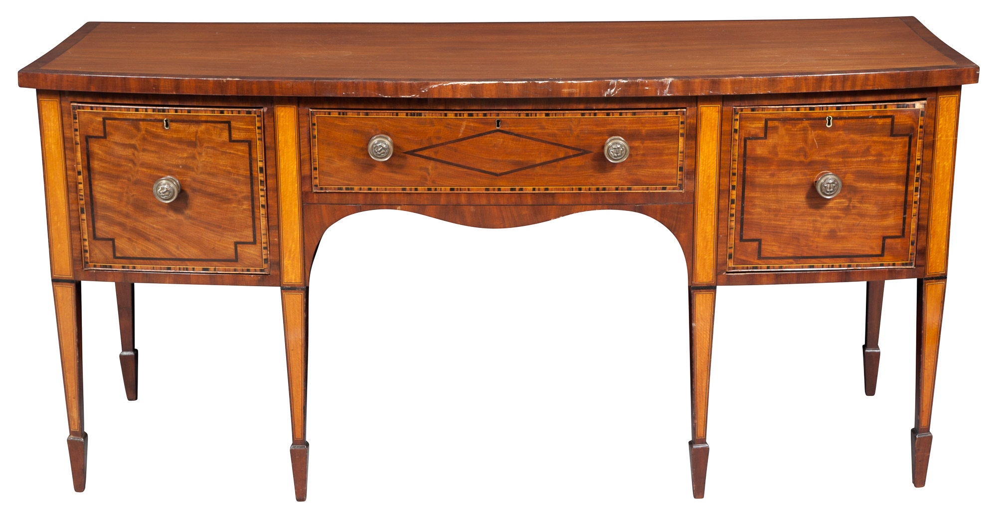 Lot image - George III Inlaid Mahogany Sideboard