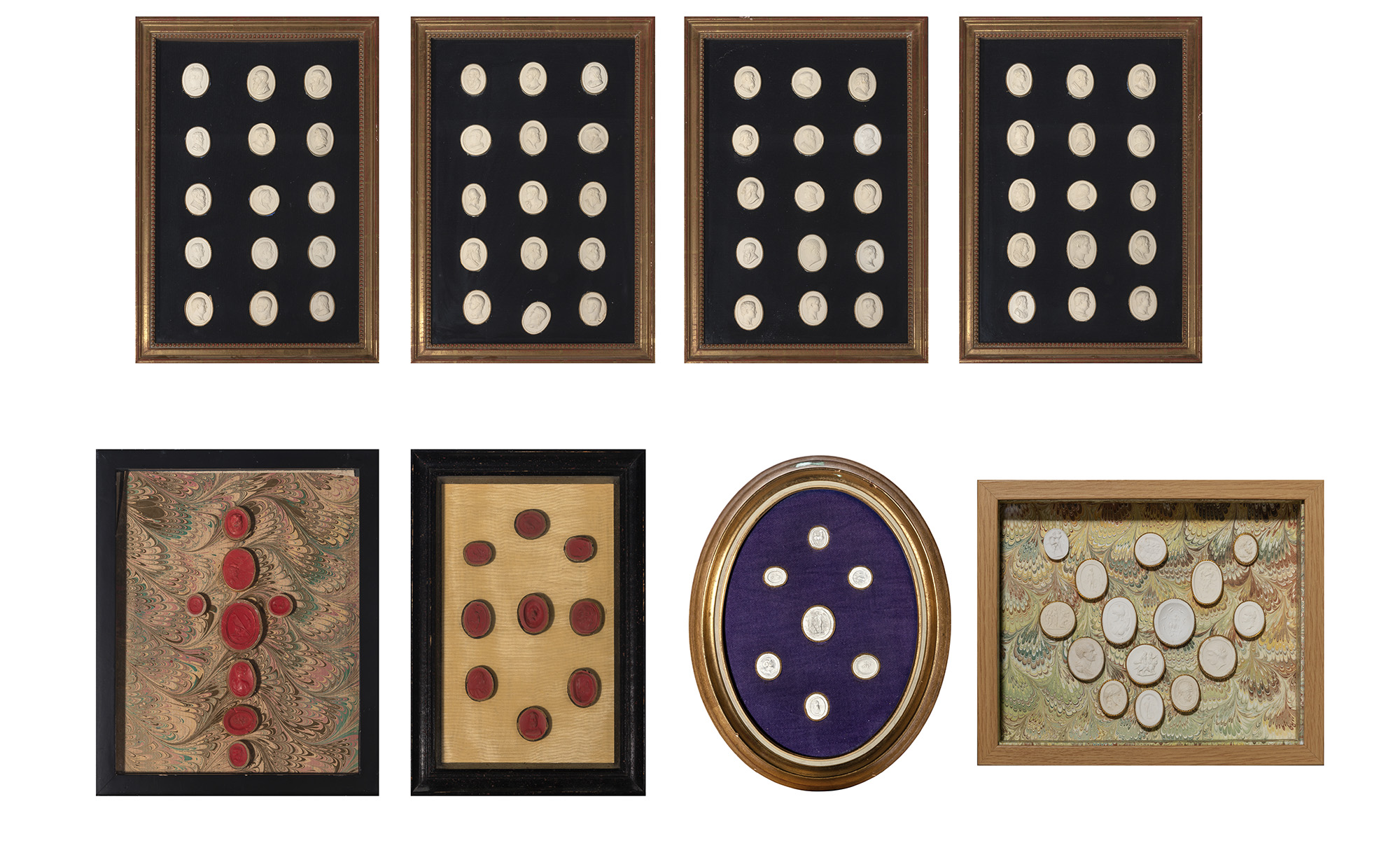 Lot image - Assembled Set of Eight Framed Seal Impressions