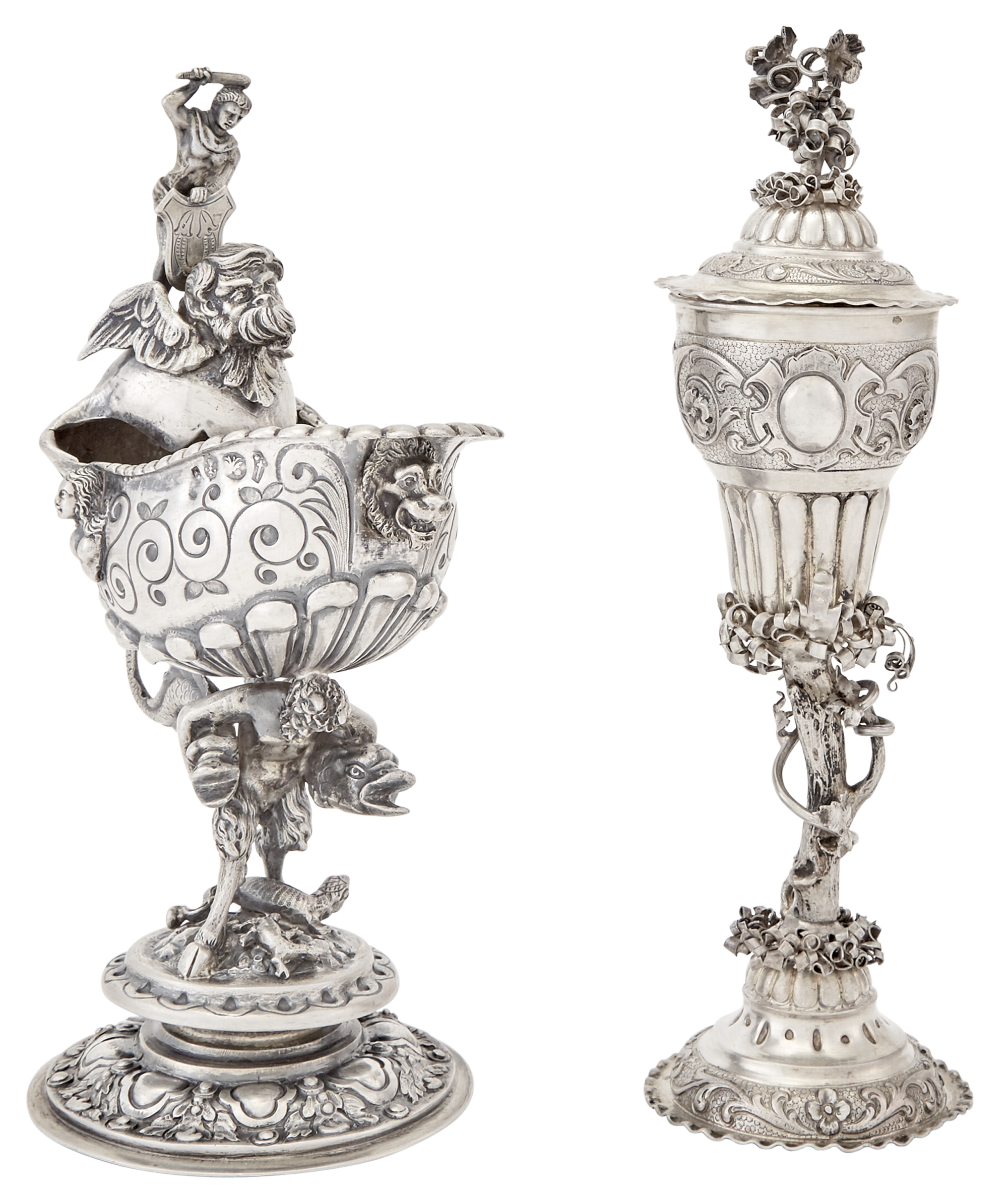 Lot image - Two Continental Historicist Style Silver Drinking Cups