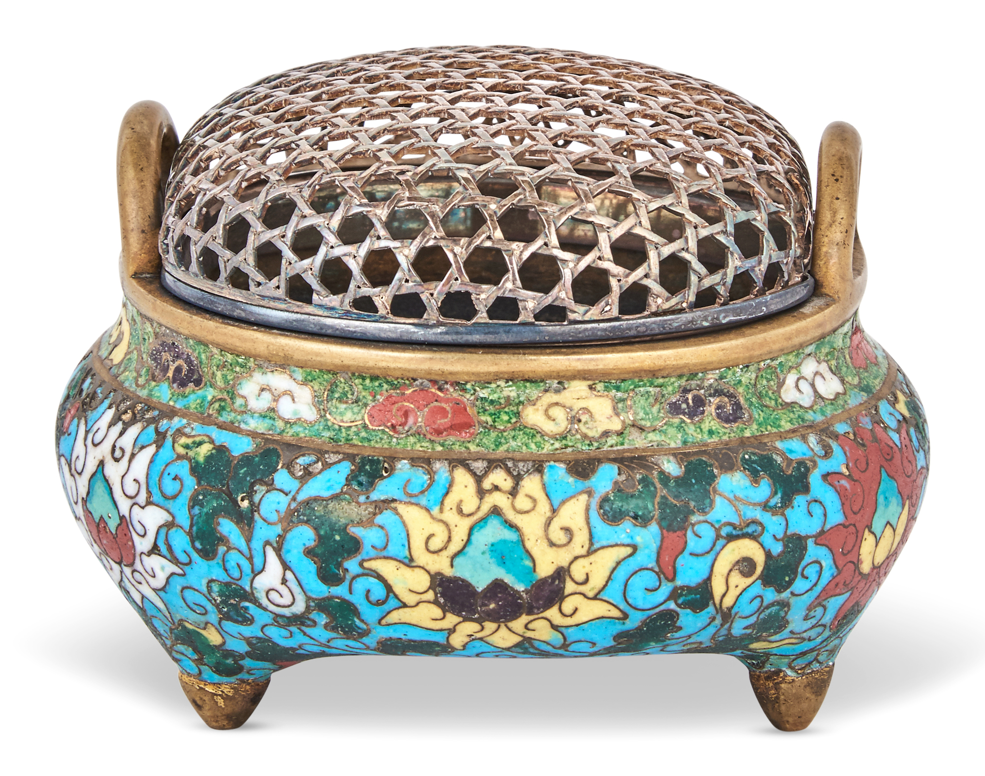 Lot image - A Chinese Cloisonné Enamel Tripod Censer