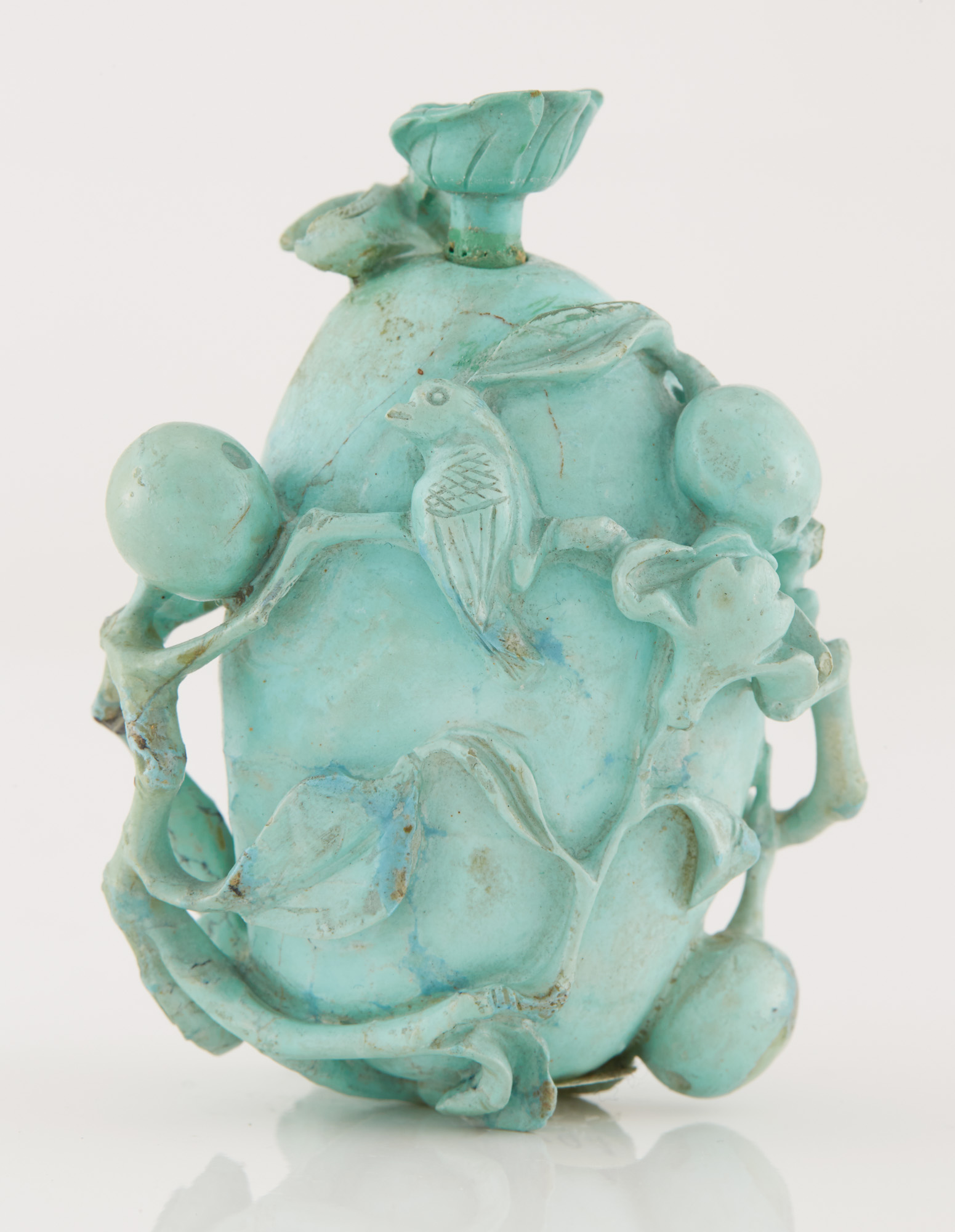 Lot image - Chinese Carved Turquoise Snuff Bottle