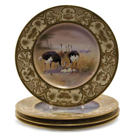 Lot image - Set of Four Dresden Hand Painted Porcelain Cabinet Plates