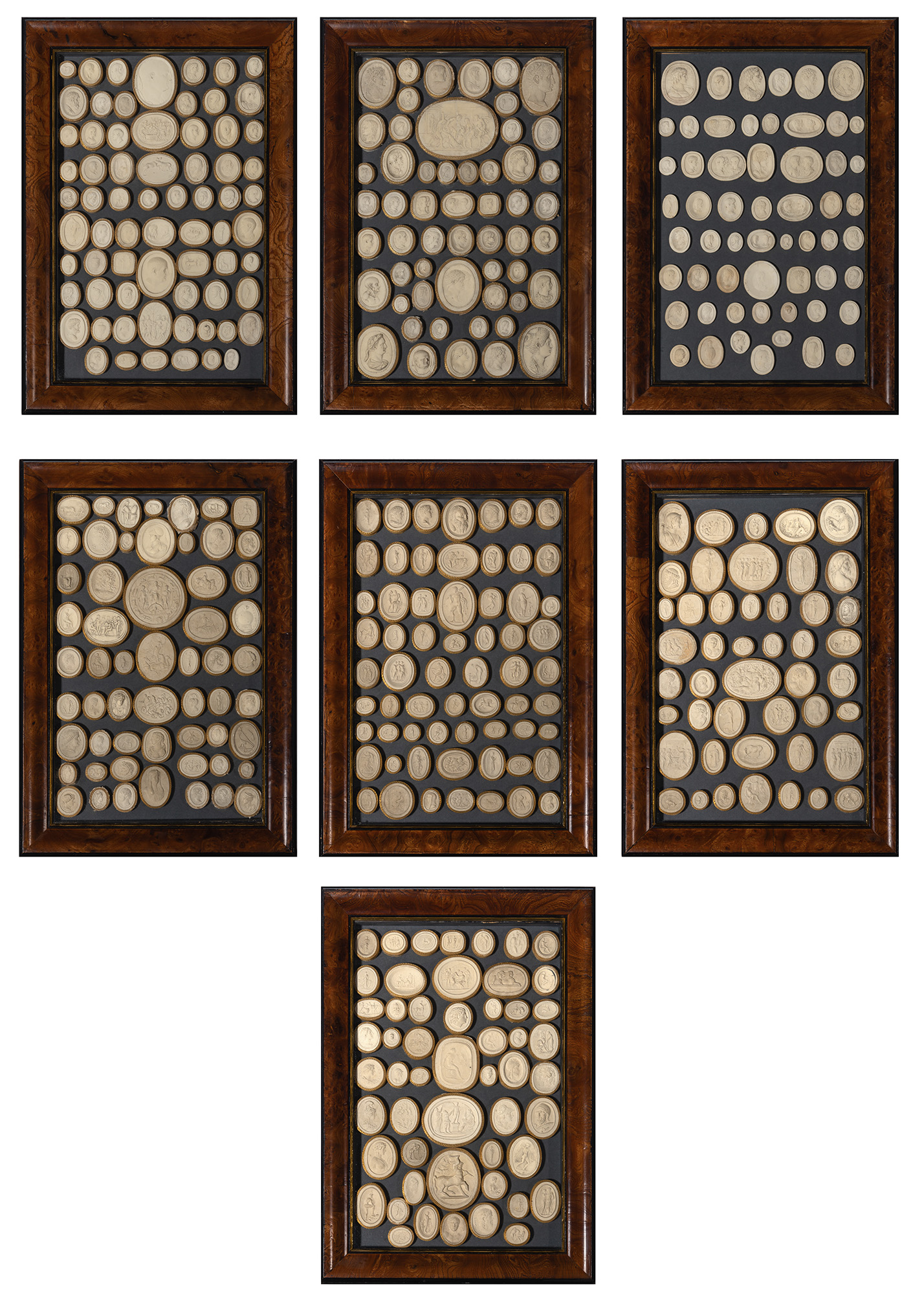 Lot image - Assembled Set of Seven Framed Seal Impressions