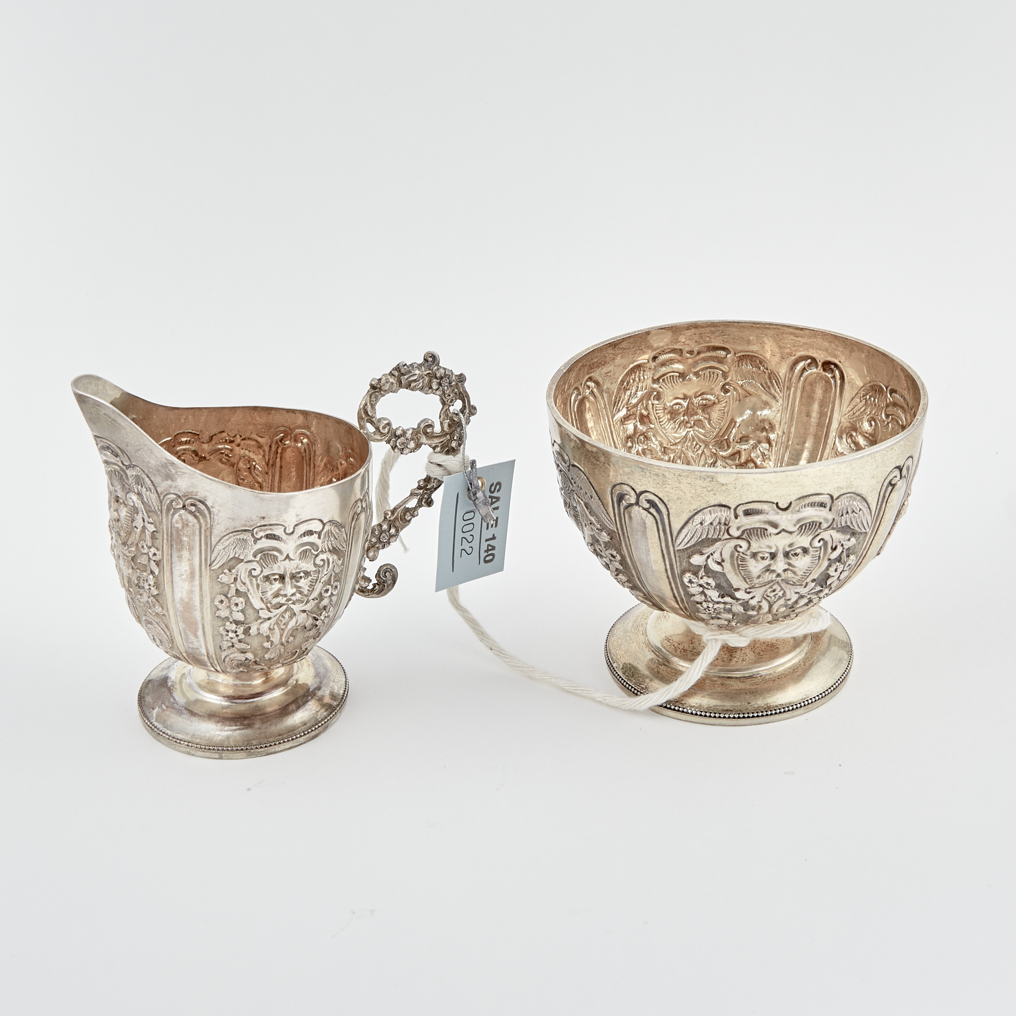 Lot image - Silver Sugar Bowl and Creamer, 7 ozs.