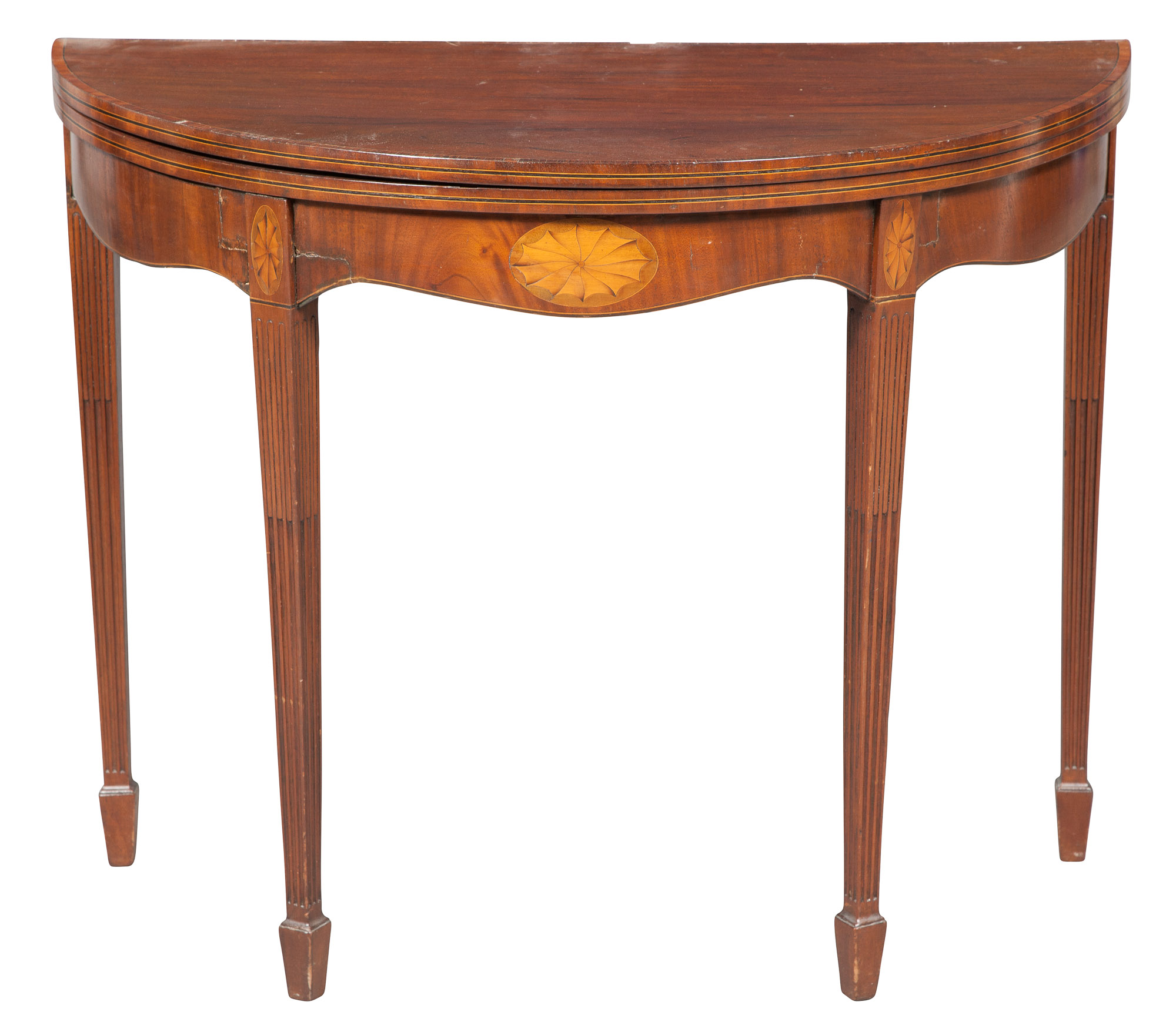 Lot image - George III Inlaid Mahogany Tea Table